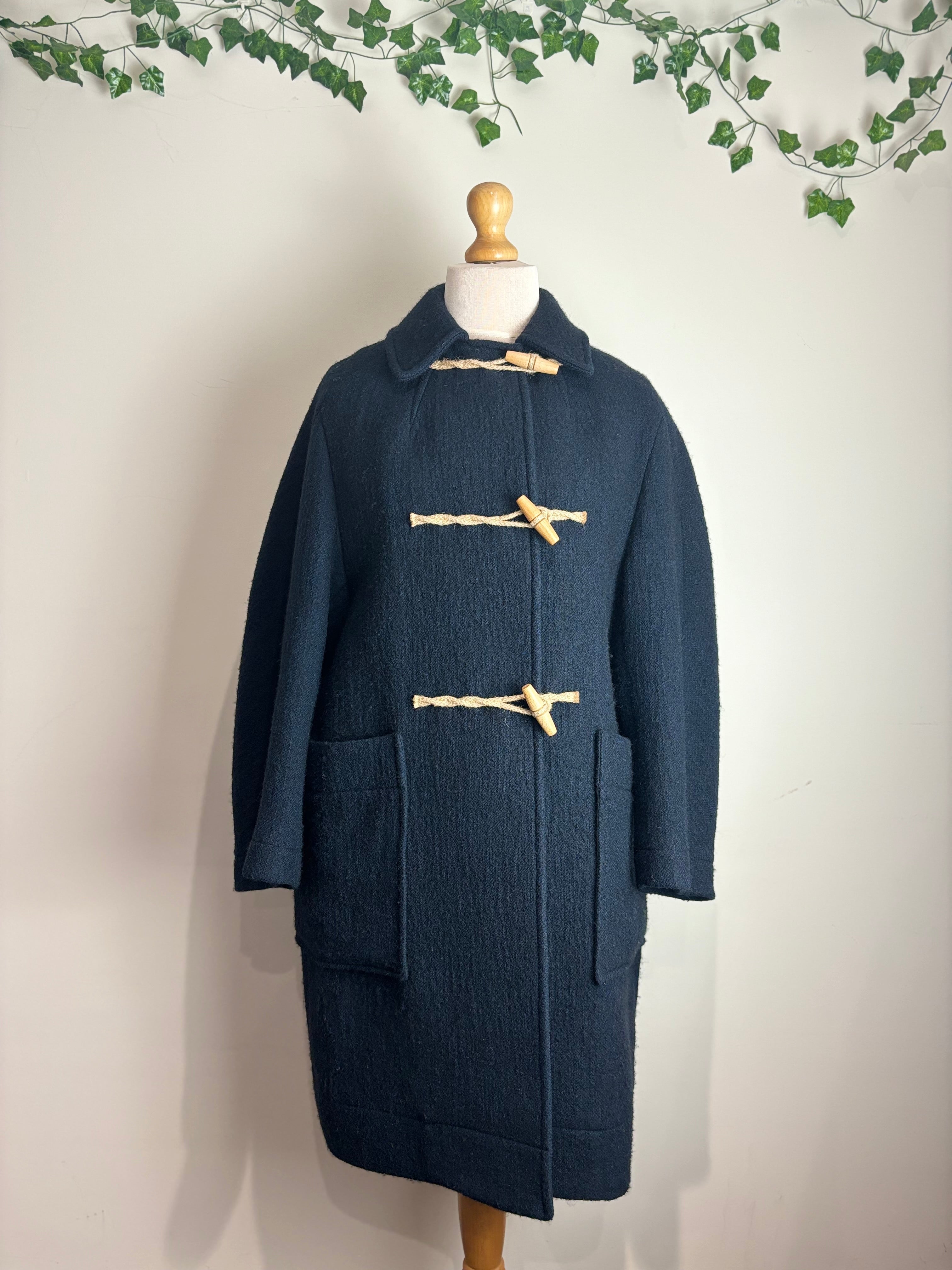 Toast Navy Textured Toggle Duffle Coat