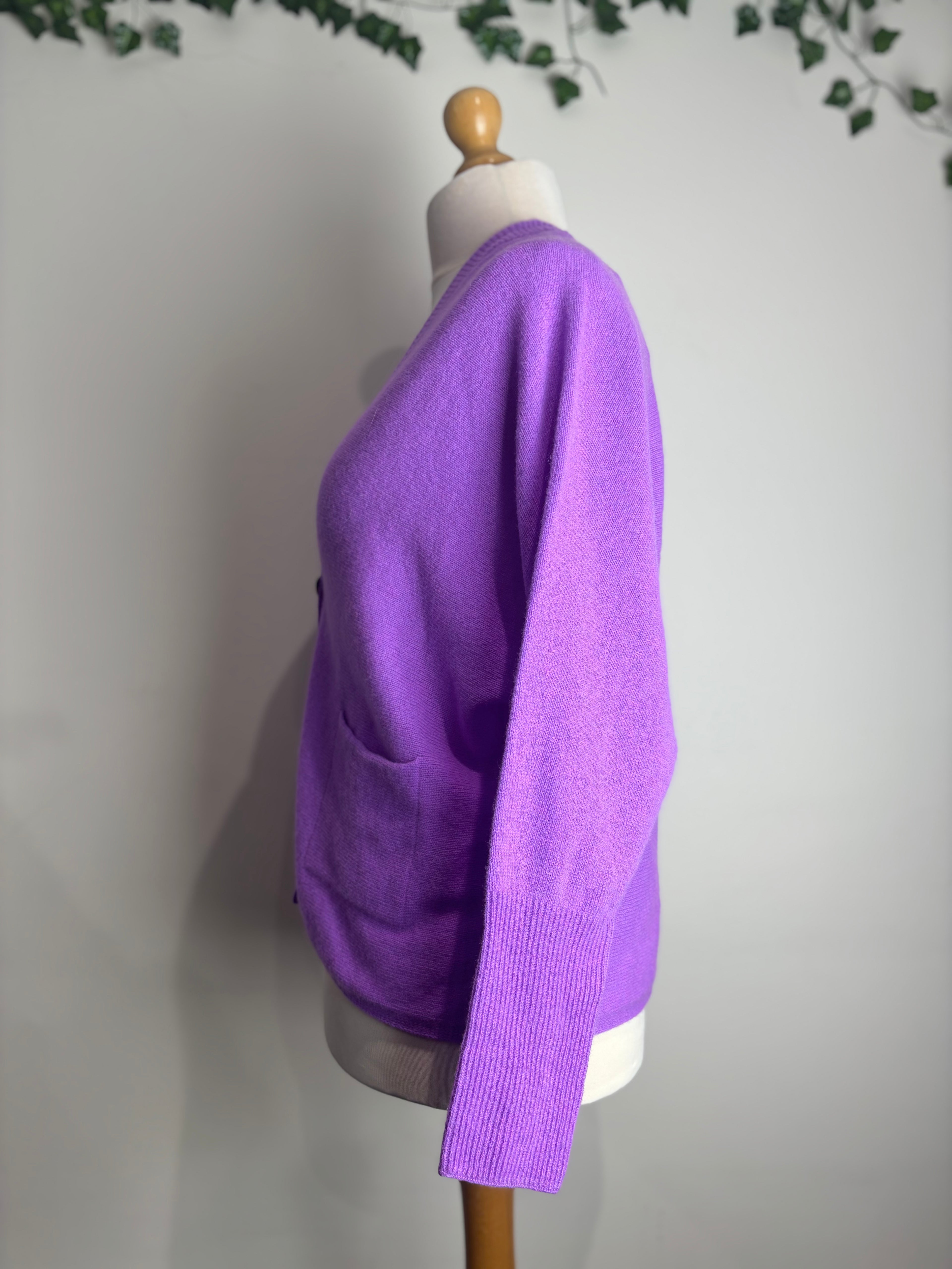 Oui Purple Cashmere & Wool Cardigan