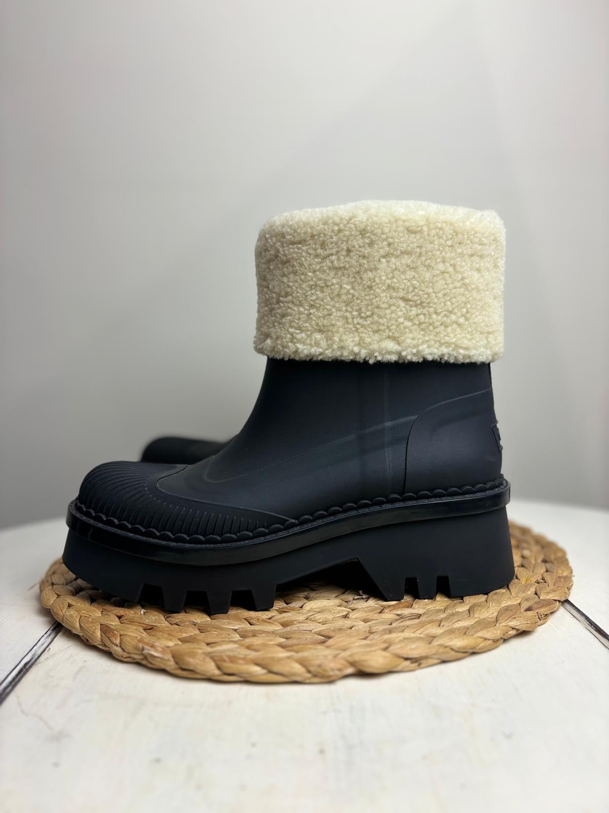 Chloe Black Raina Shearling Trimmed Ankle Boots