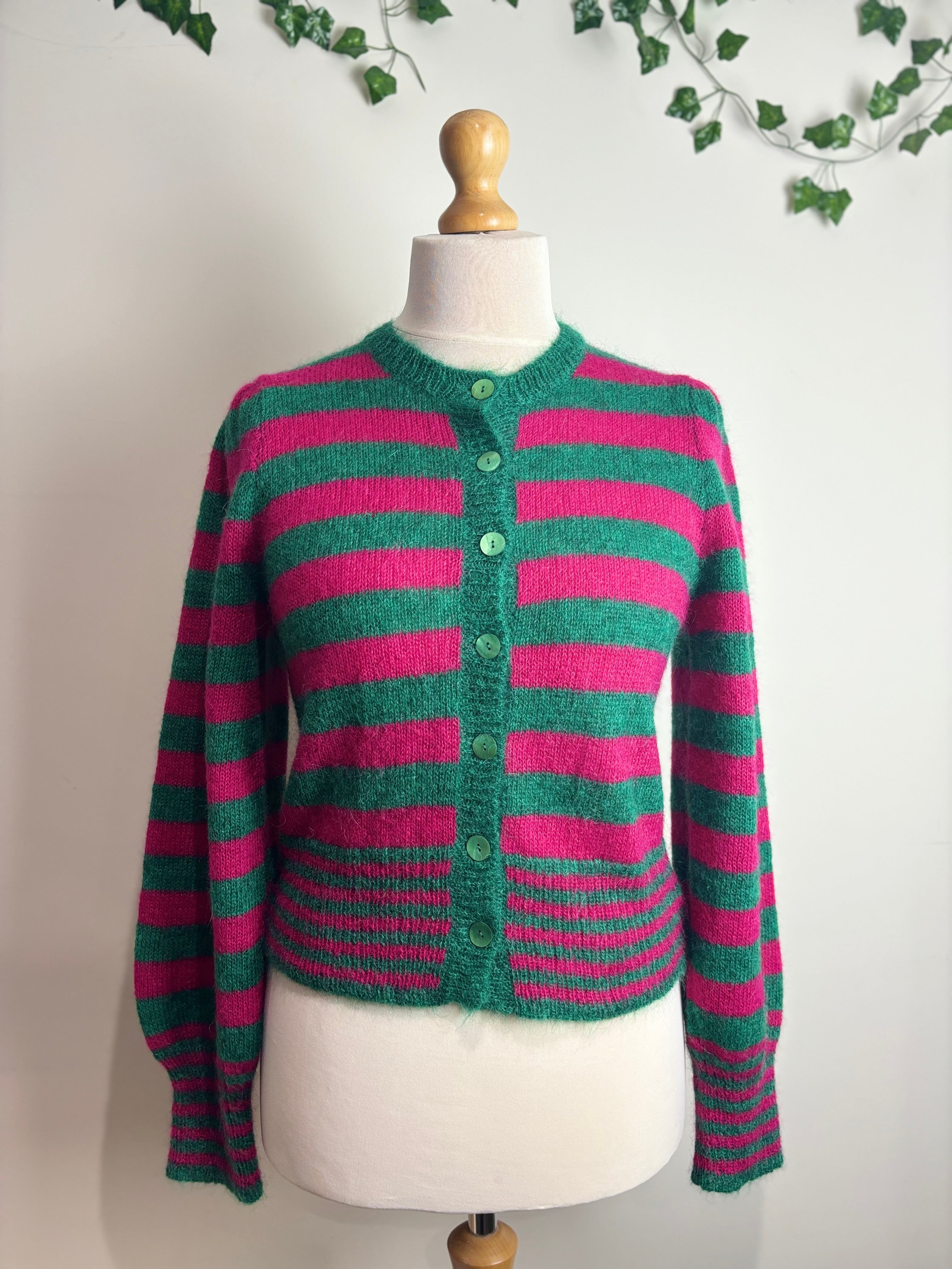 Skye by Brora 'The Mohair' Bright Striped Cardigan