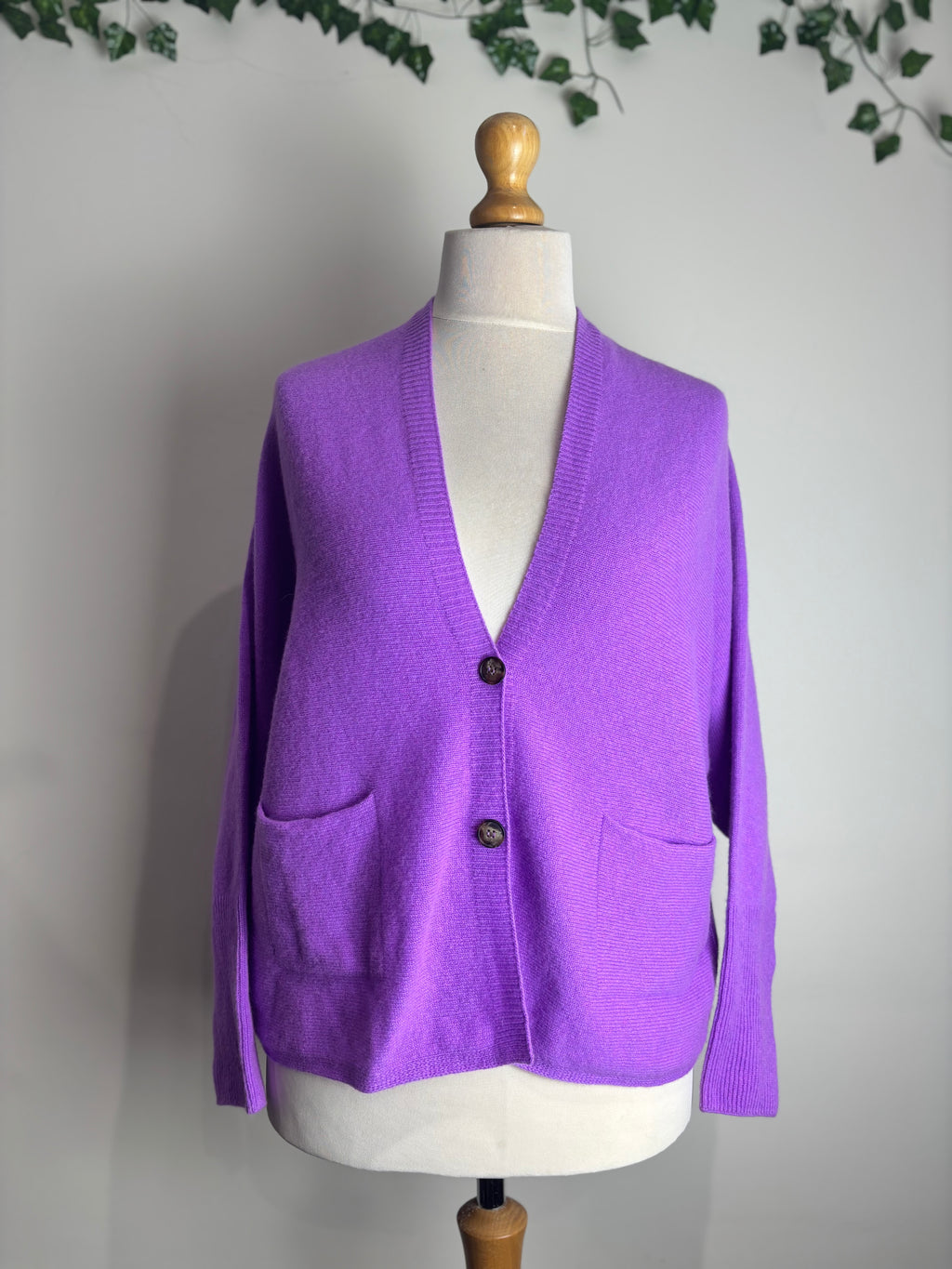 Oui Purple Cashmere & Wool Cardigan