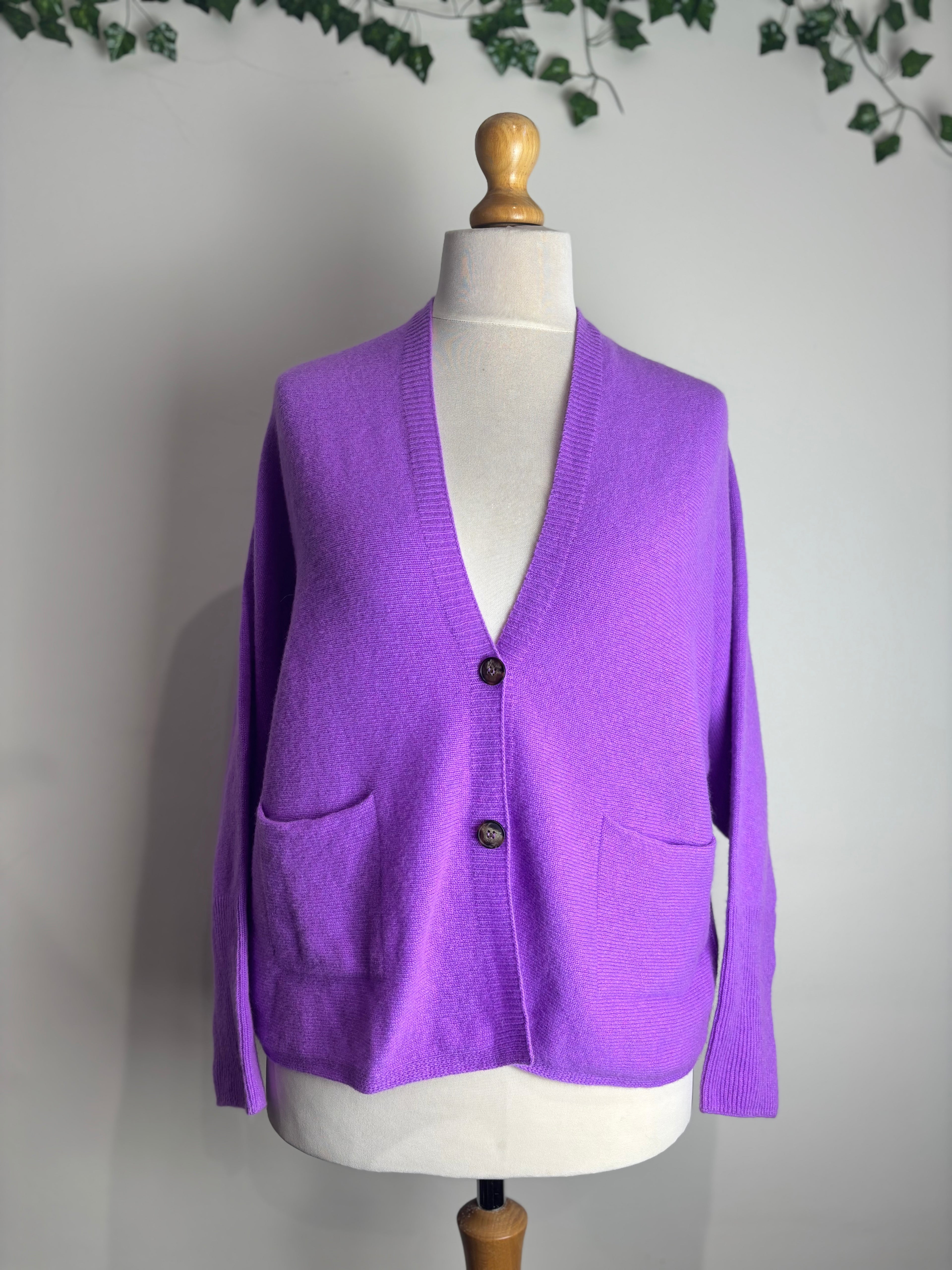 Oui Purple Cashmere & Wool Cardigan