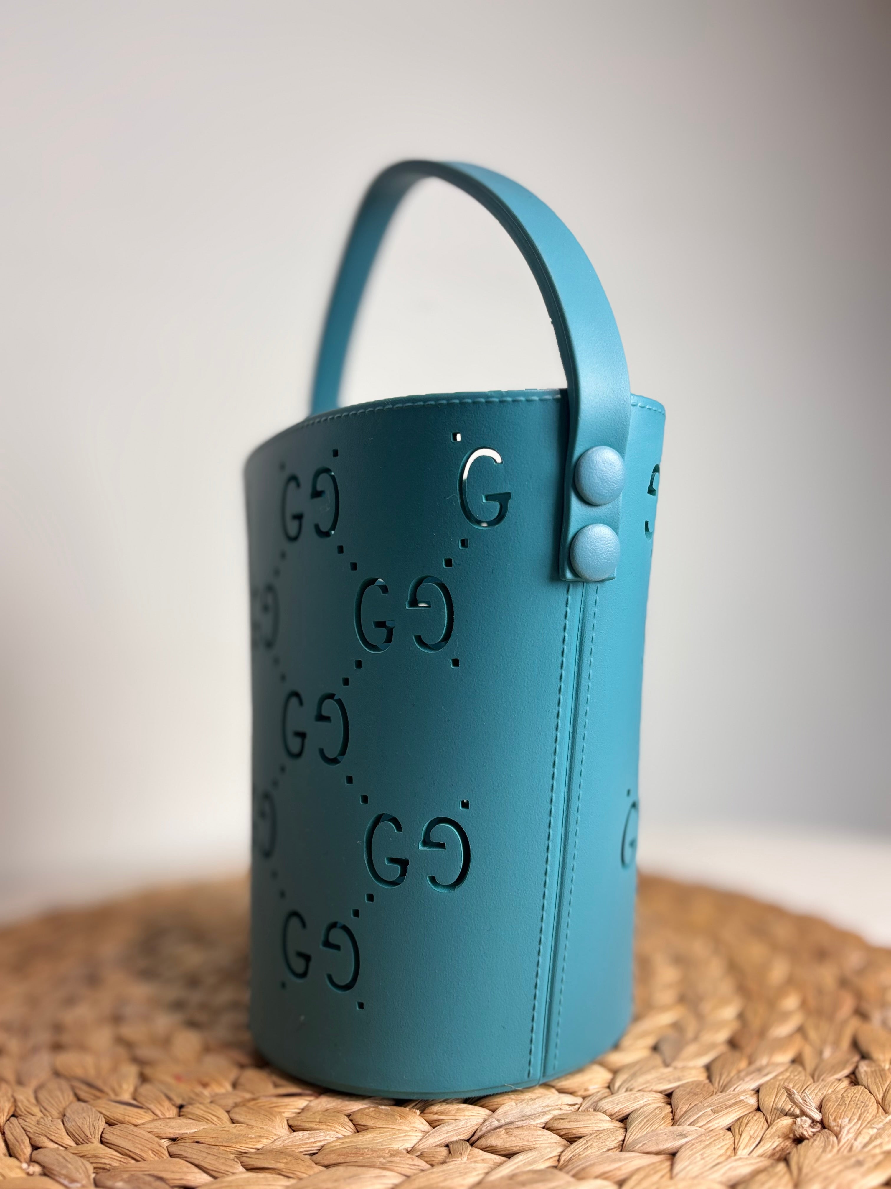 GUCCI Blue GG Perforated Rubber Bucket Bag