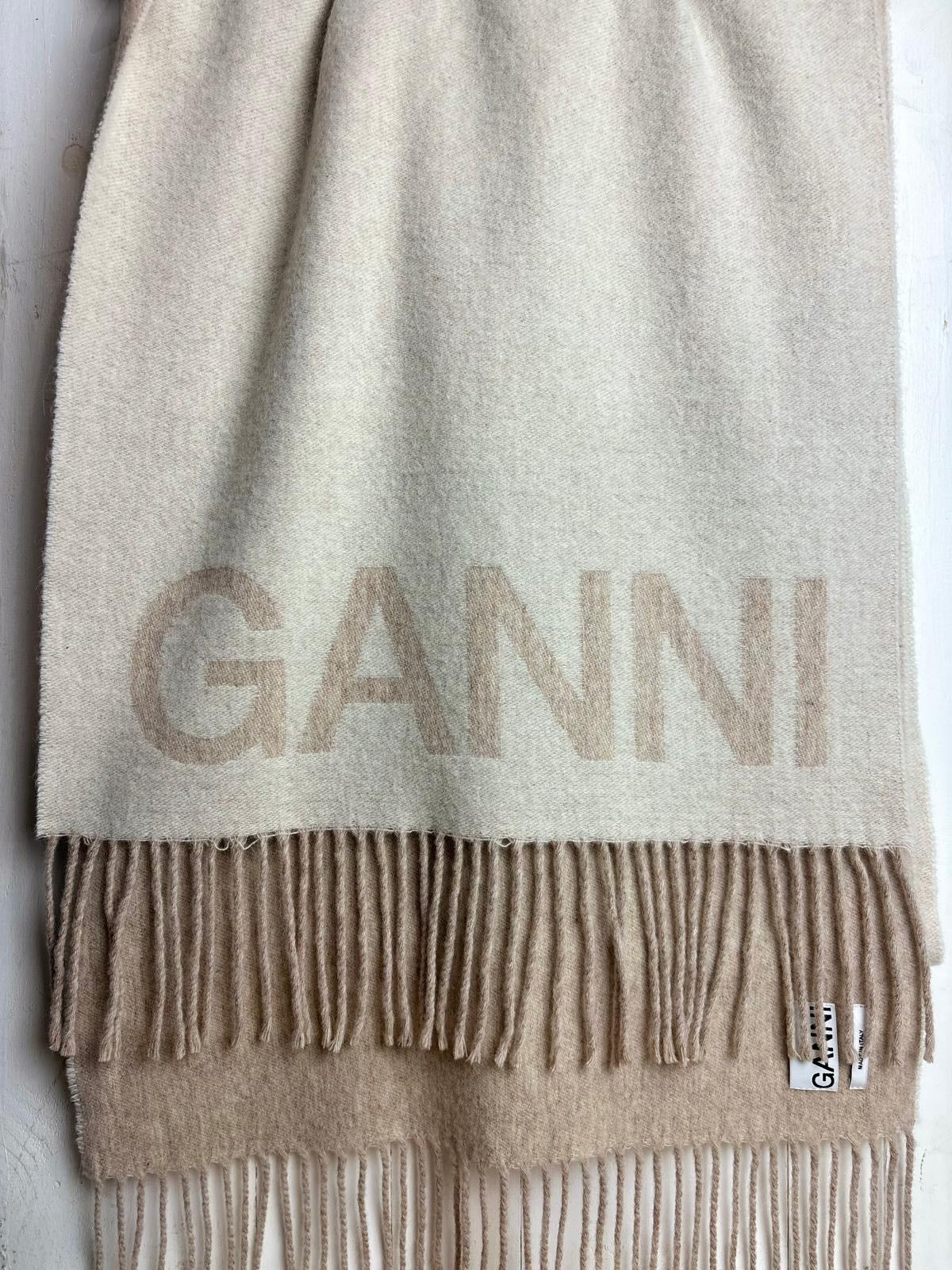 GANNI Fringed Wool Scarf