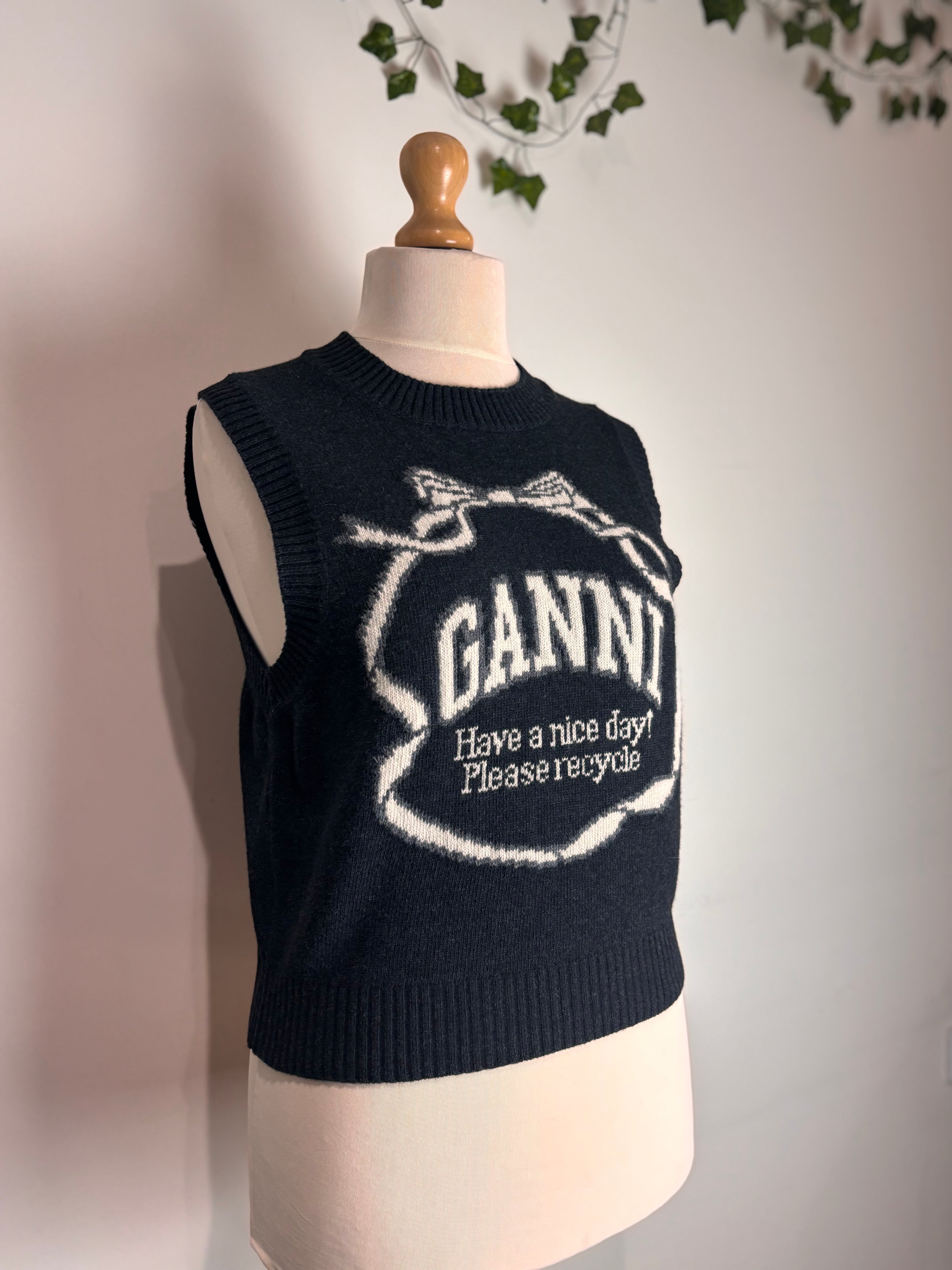 GANNI 'Have a nice day!' Intarsia Wool Vest (BNWT)