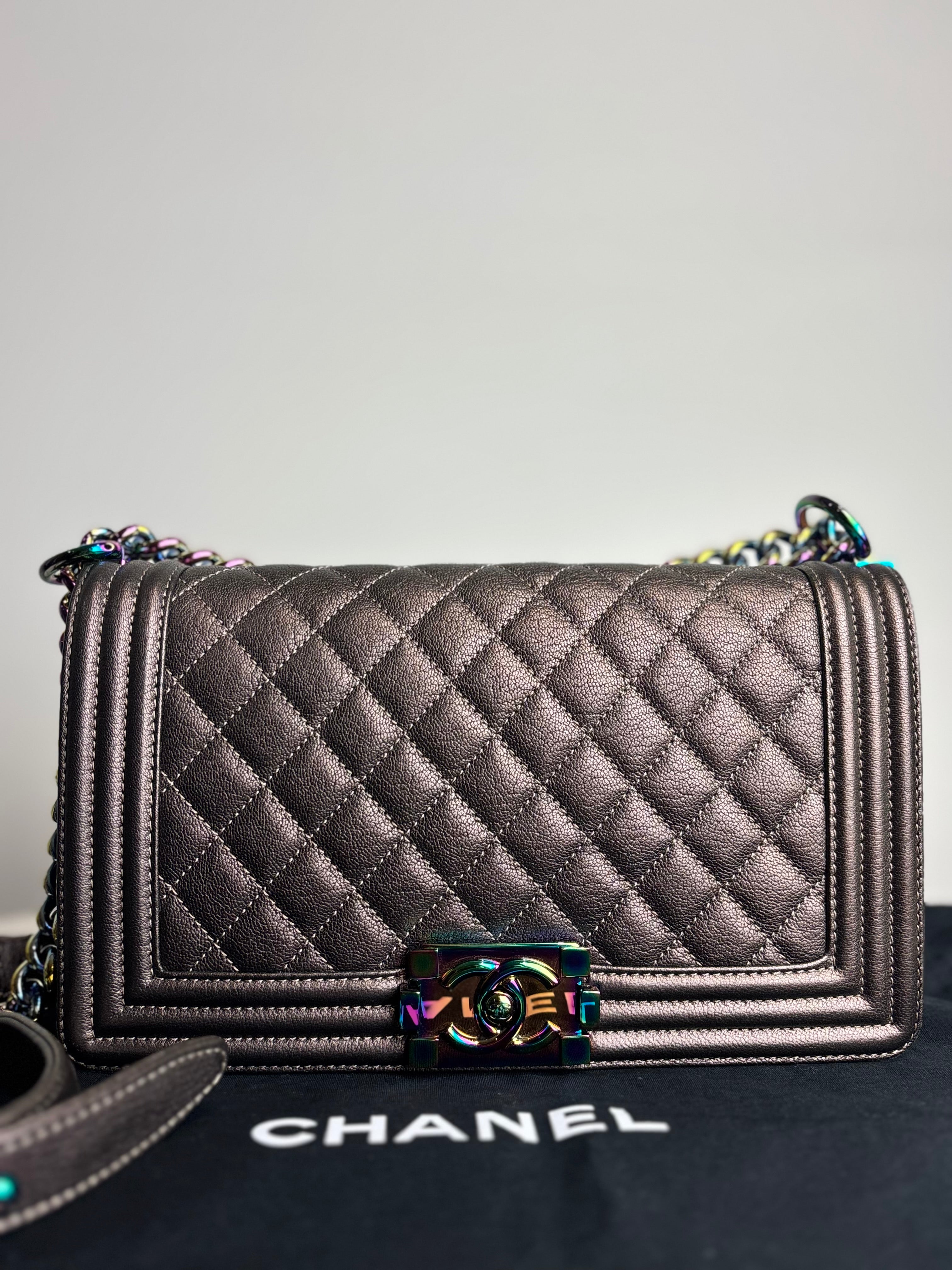 Chanel Iridescent Mermaid Quilted Goatskin Medium Boy Bag (Rare, Limited Edition)