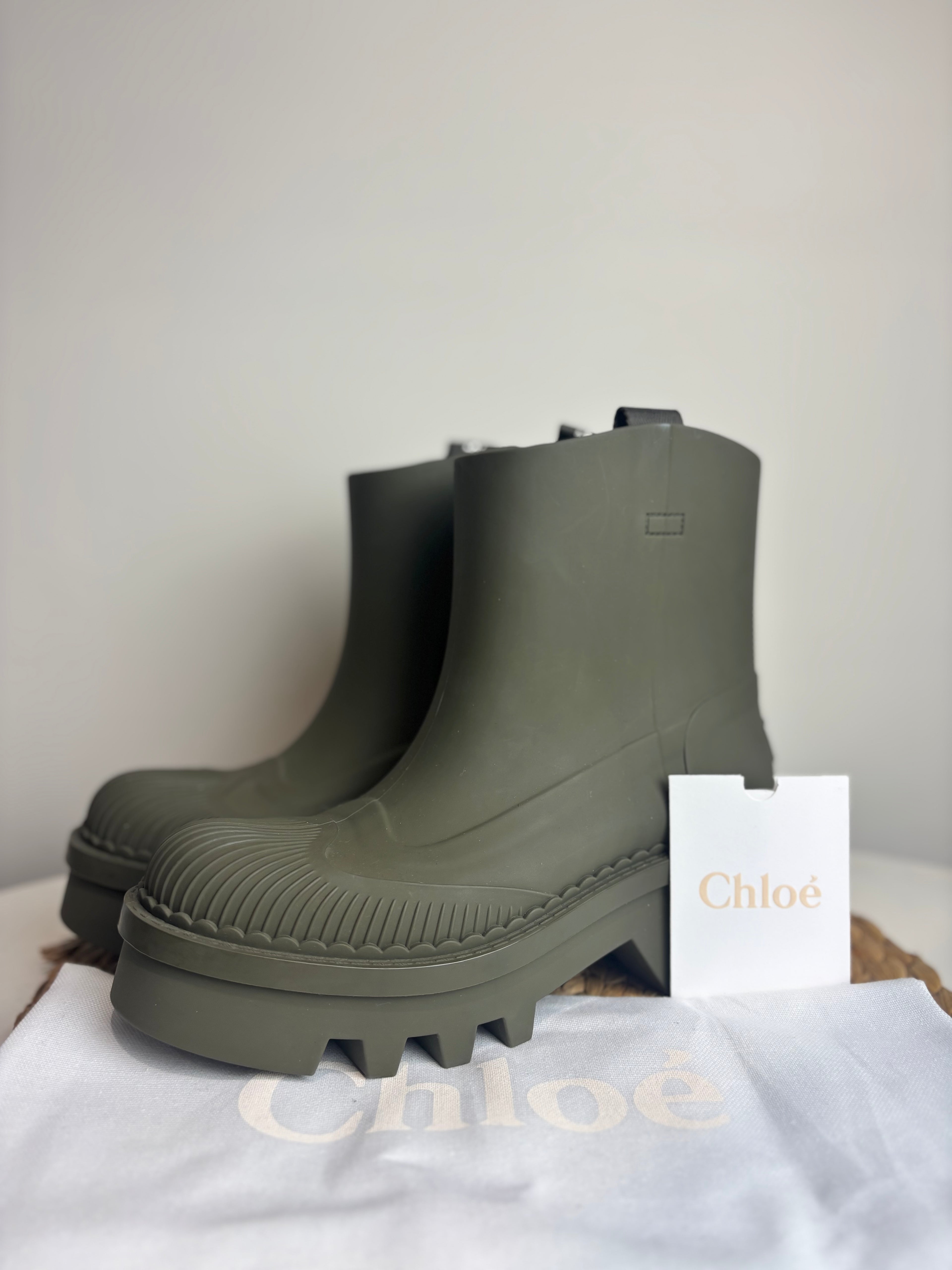 Chloé Raina Olive Rain Boots