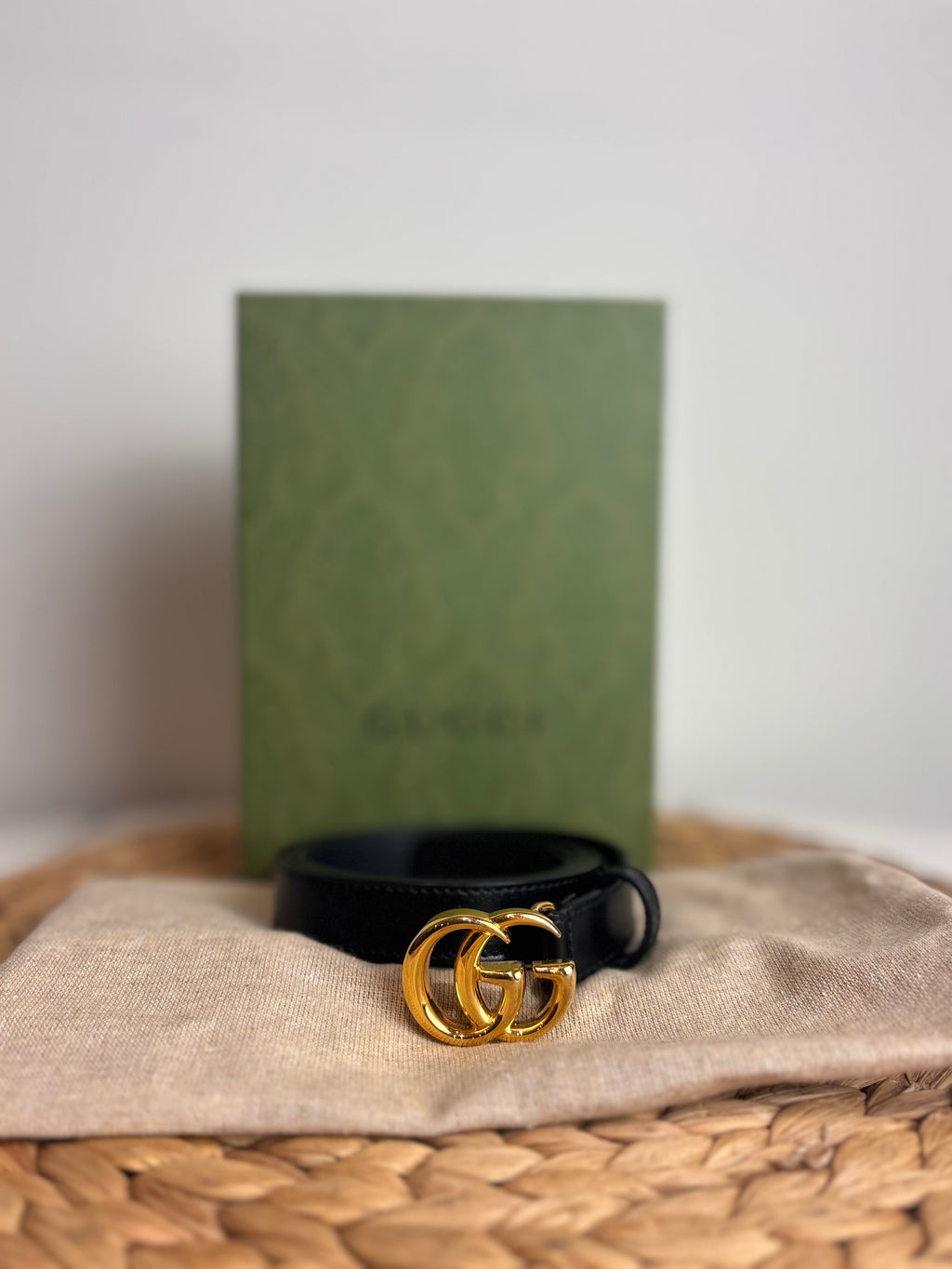 GUCCI GG Marmont Black Leather Belt