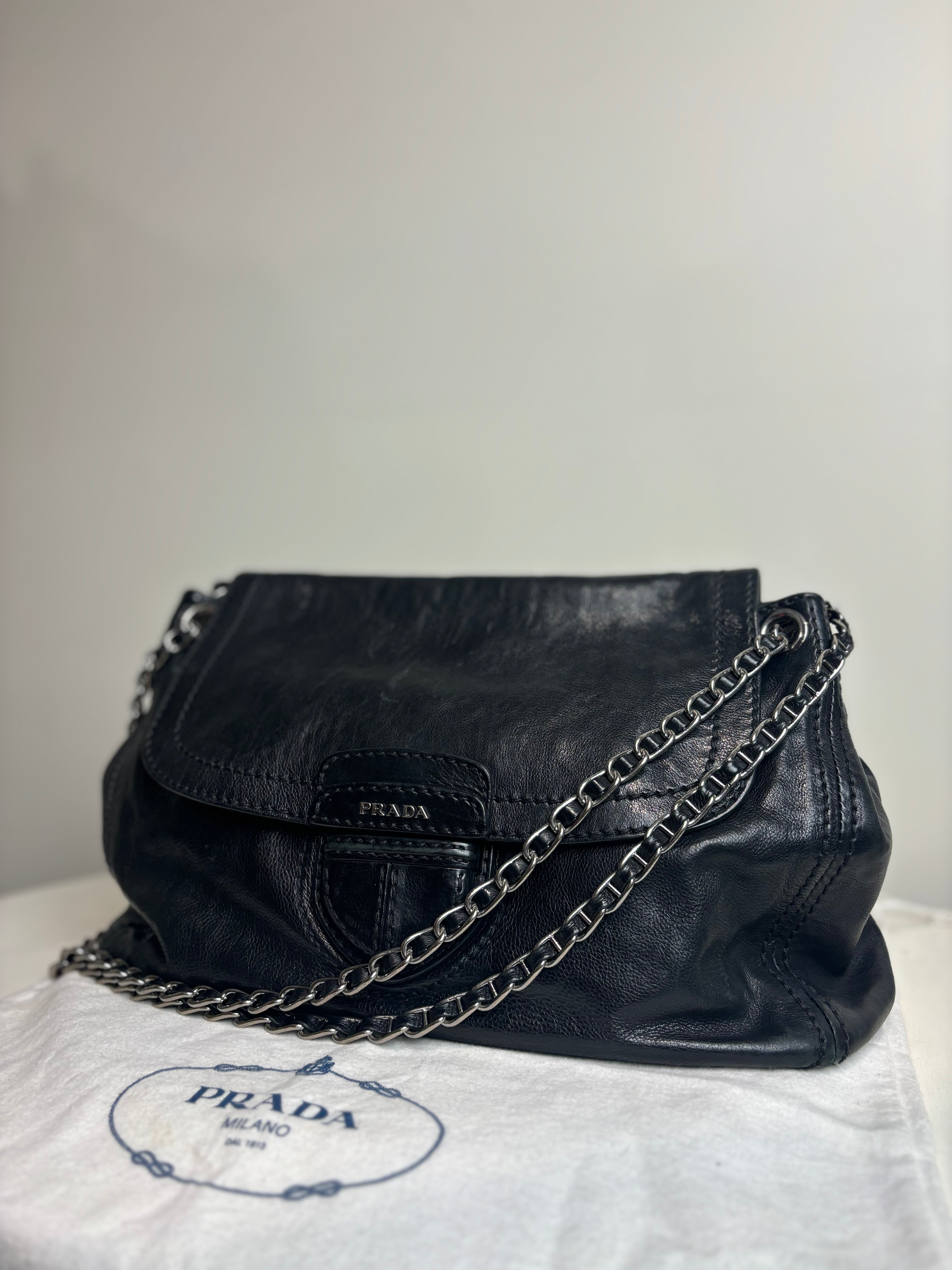Prada Leather Flap Chain Shoulder Bag
