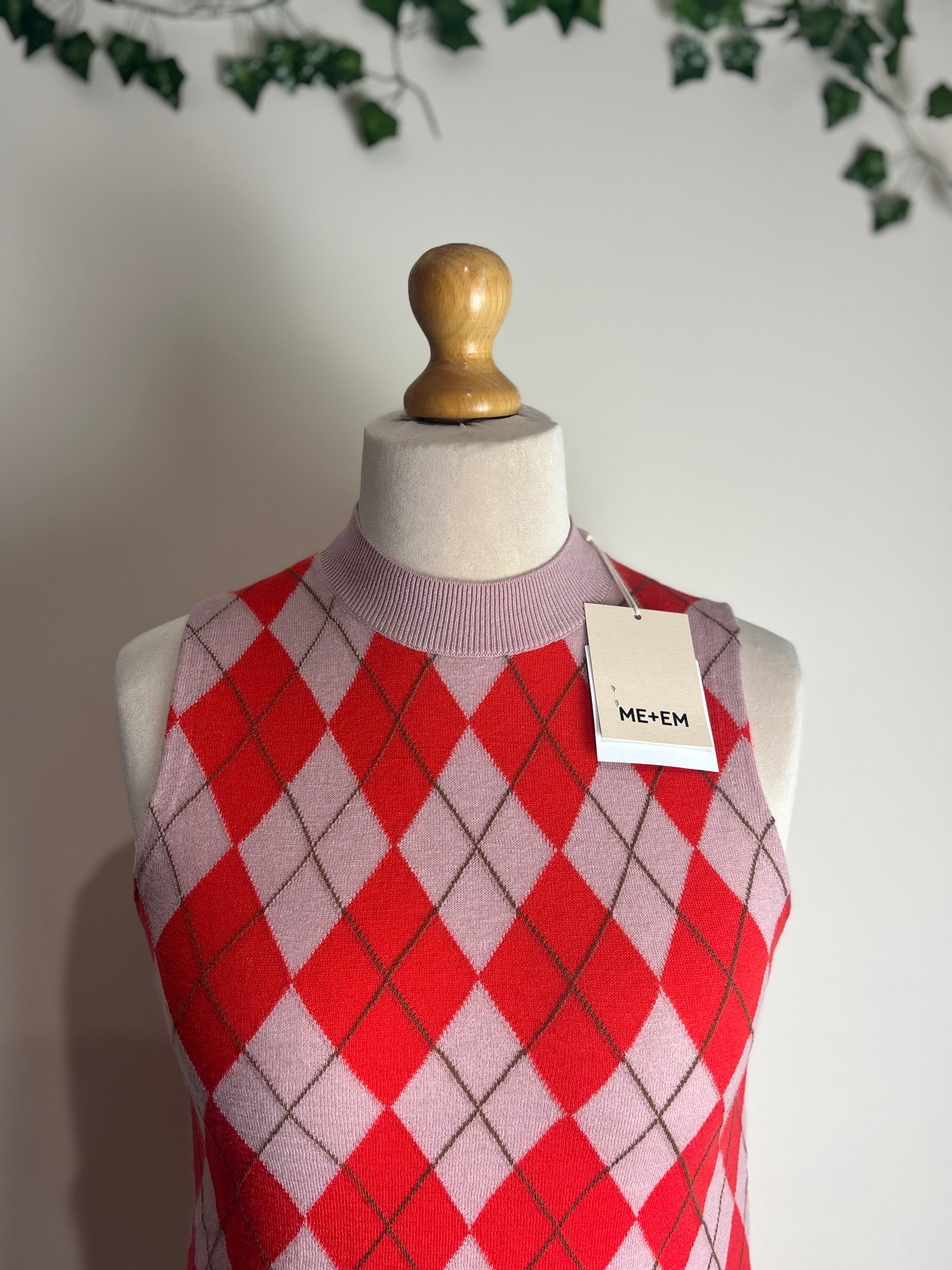 ME+EM Fine Argyle Slim Knit Vest