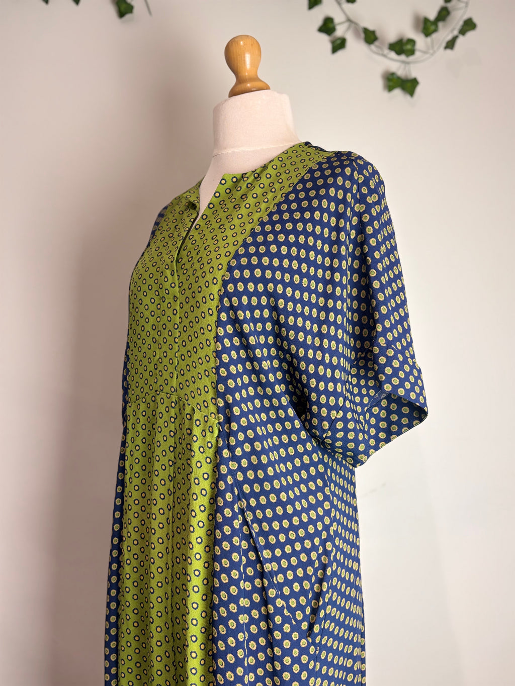 Toast Navy & Green Colour-Block Shift Dress