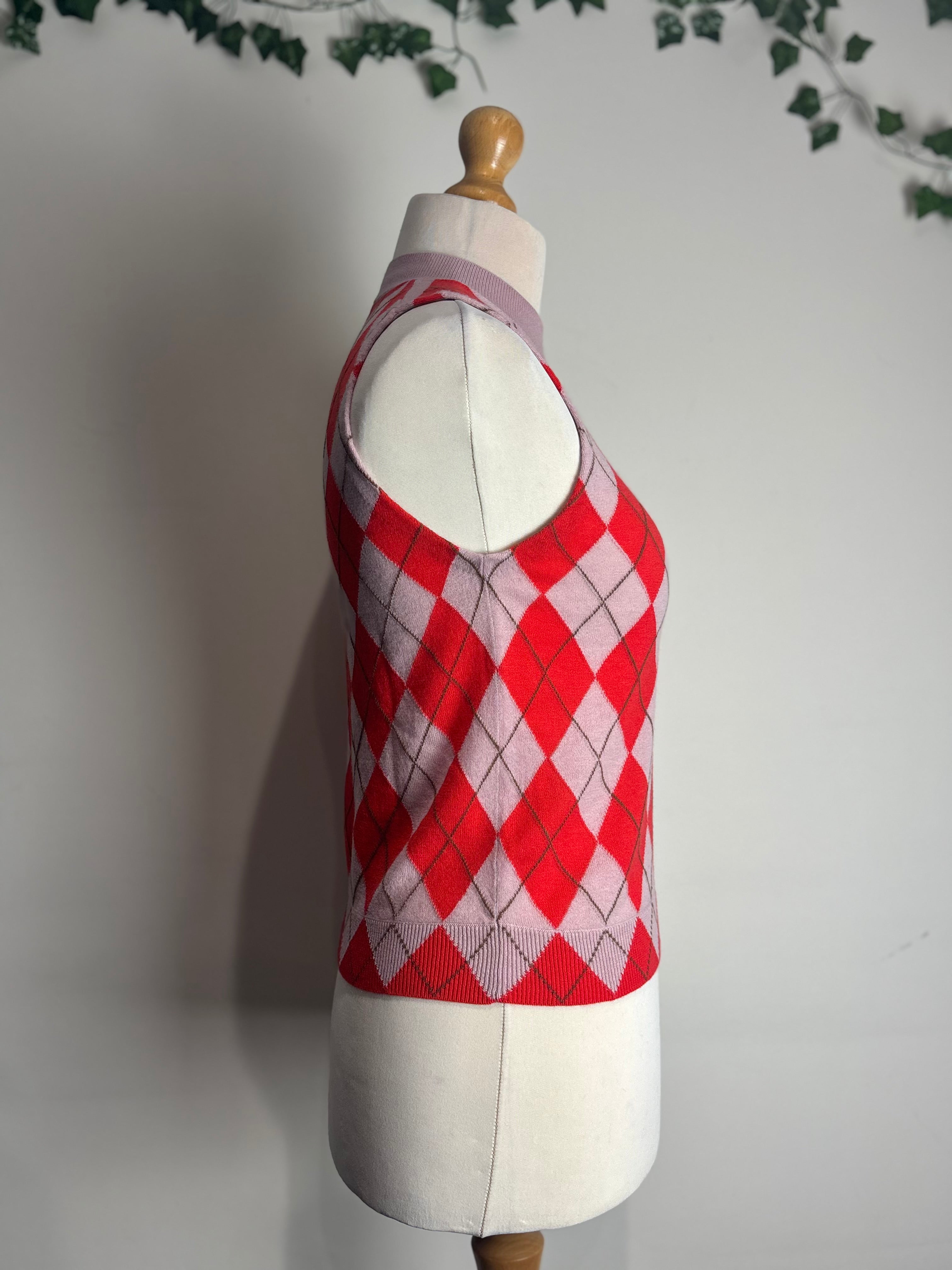 ME+EM Fine Argyle Slim Knit Vest