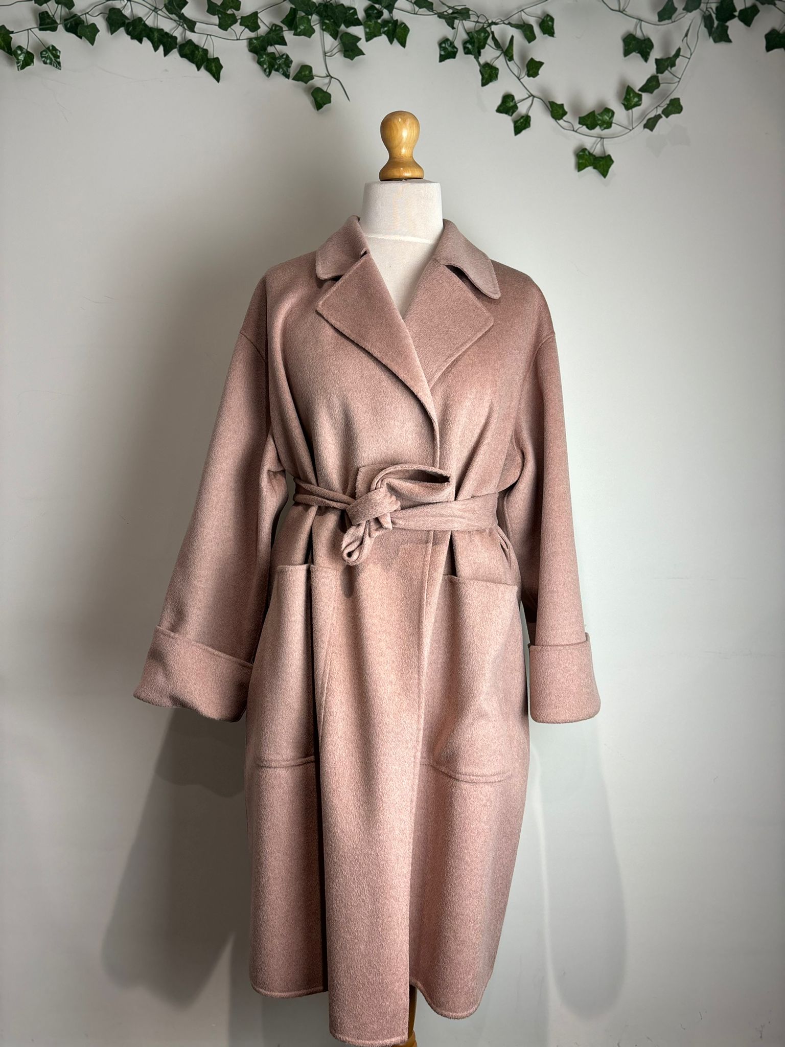 Whistles Pale Pink Double Faced Wool Wrap Coat