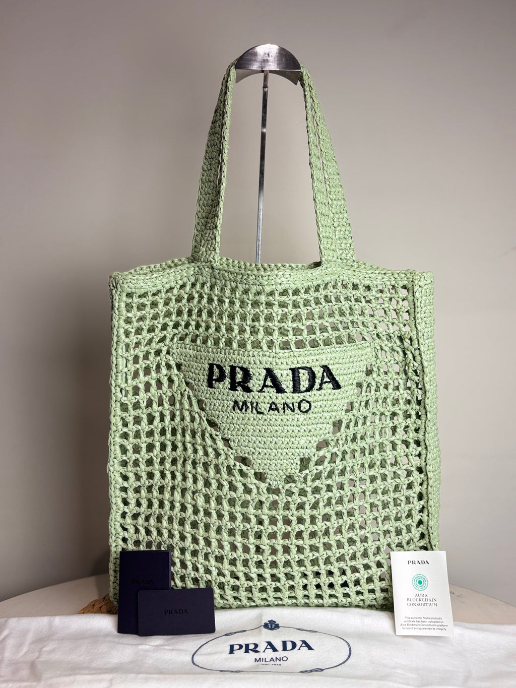 Prada Crochet Aqua Tote