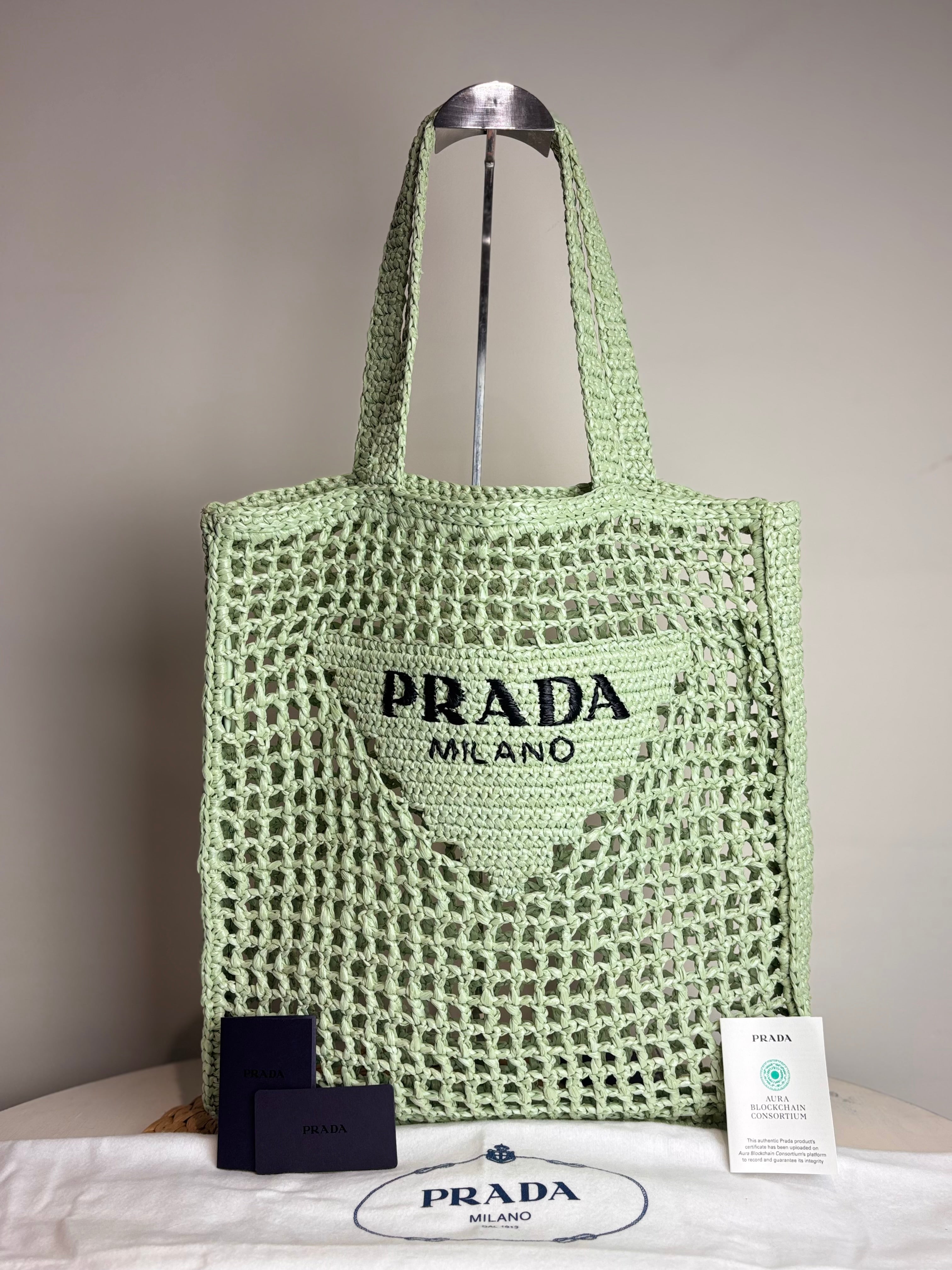 Prada Crochet Aqua Tote