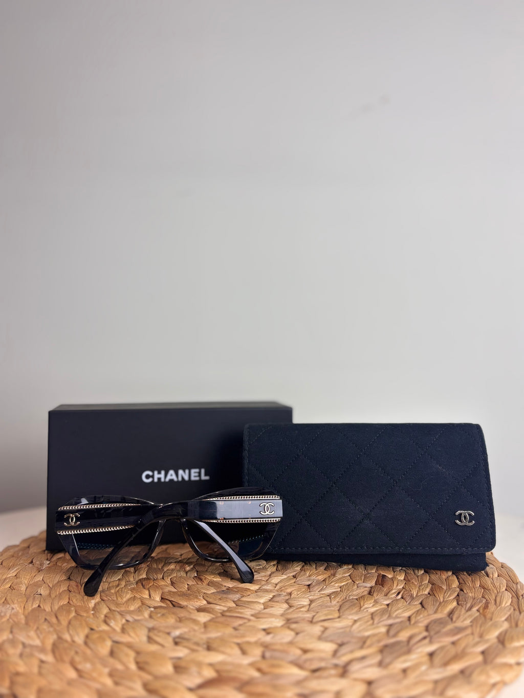Chanel Butterfly Gold Scalloped Edge Sunglasses