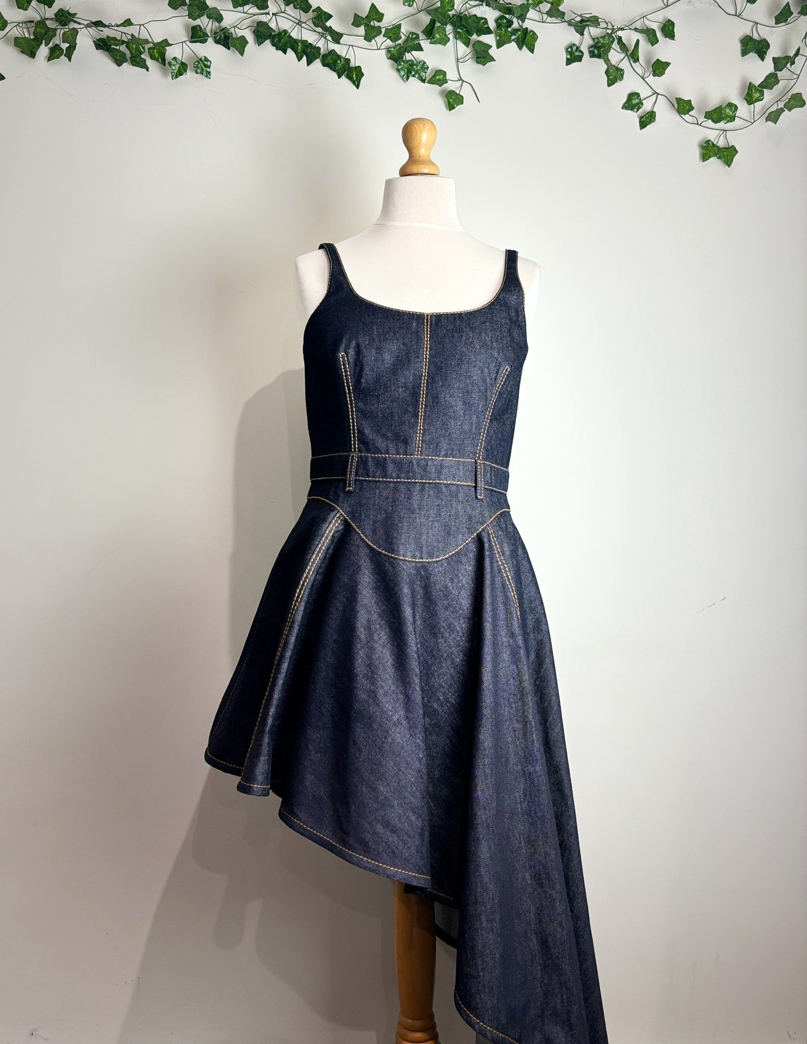 Alexander McQueen Denim Aysmmetric Dress The Ilkley Dress Agency Alexander McQueen Denim Aysmmetric Dress The Ilkley Dress Agency