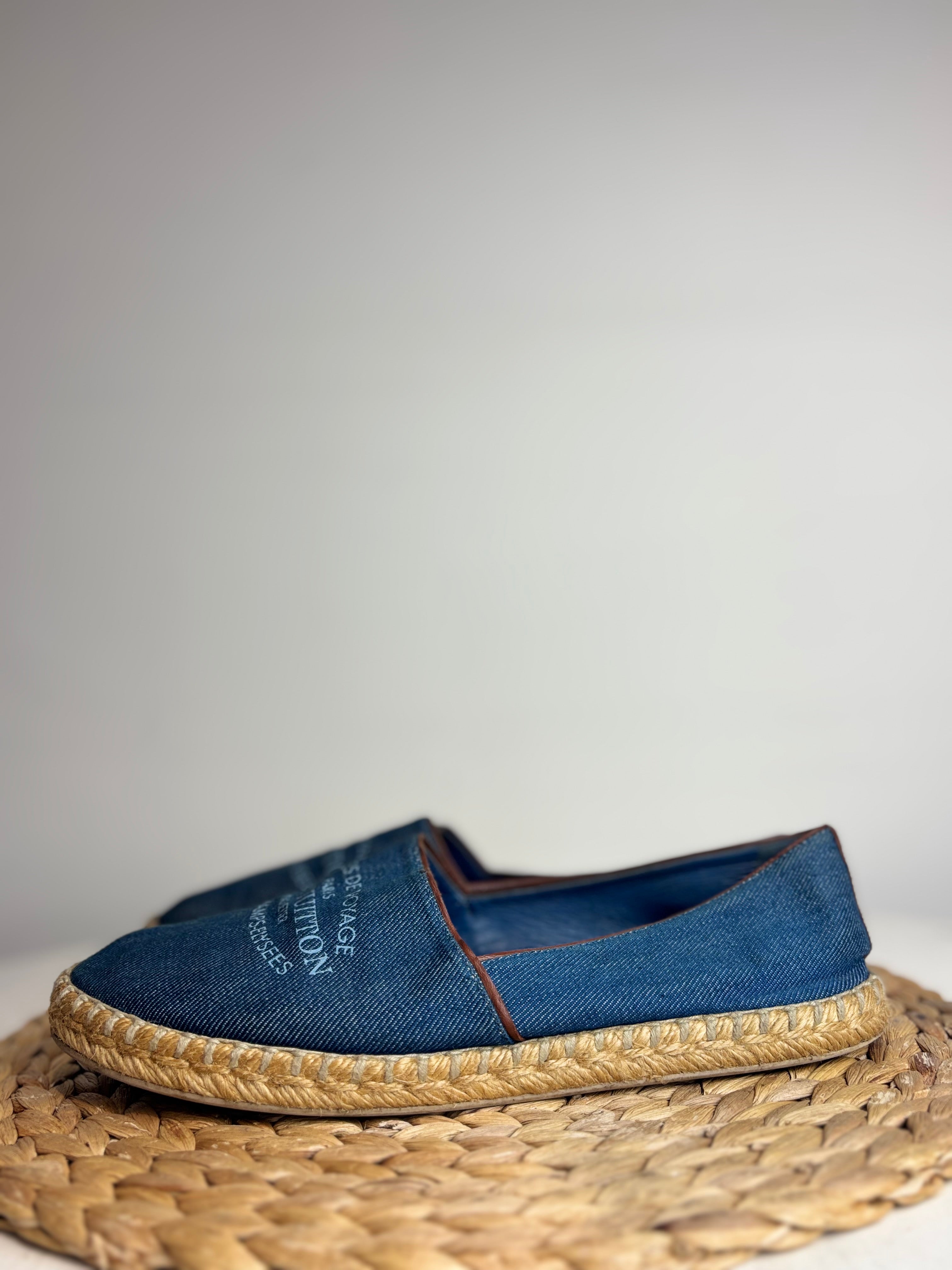 Louis Vuitton "Articles De Voyage" Denim Espadrille Flats