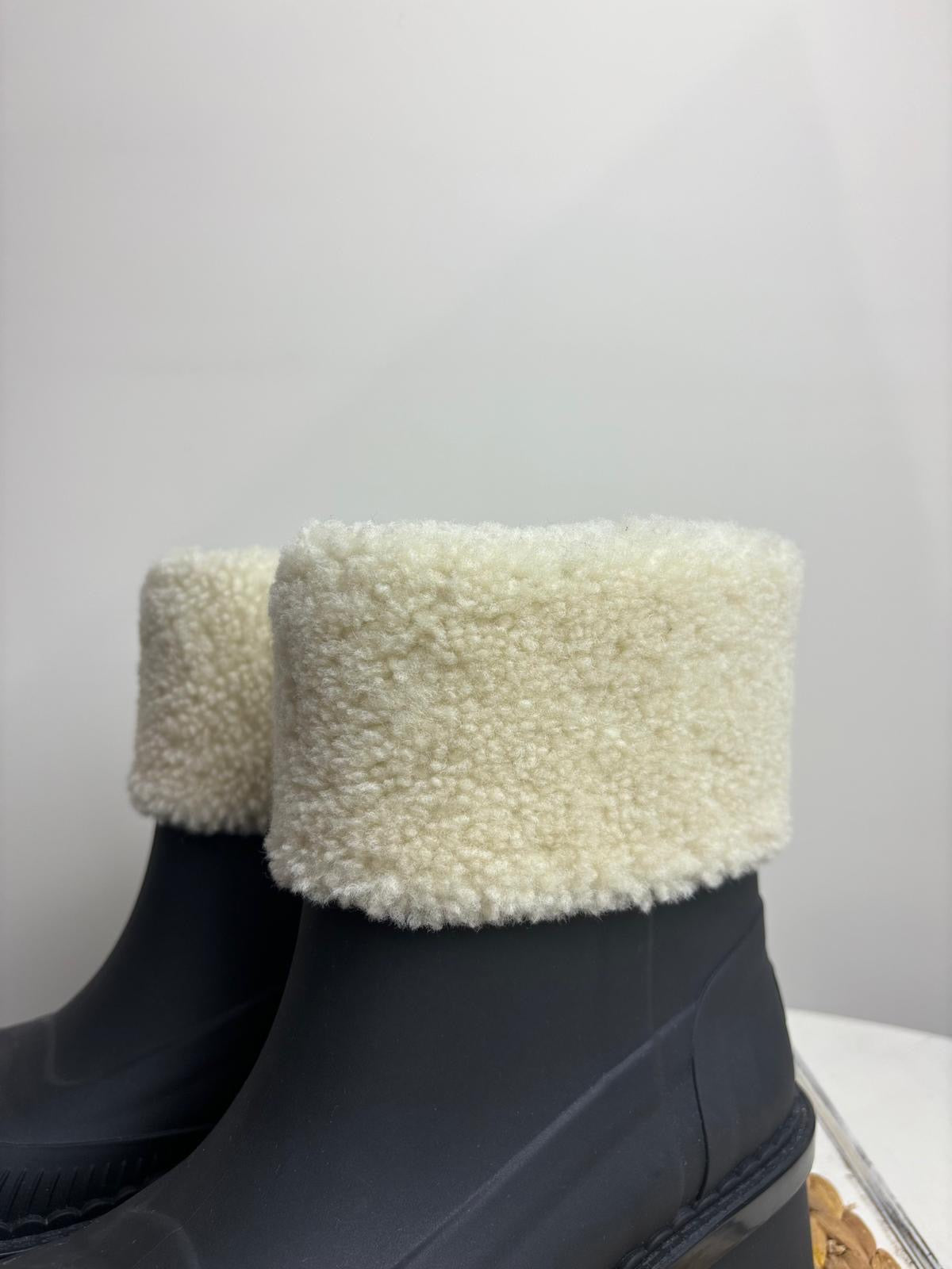 Chloe Black Raina Shearling Trimmed Ankle Boots