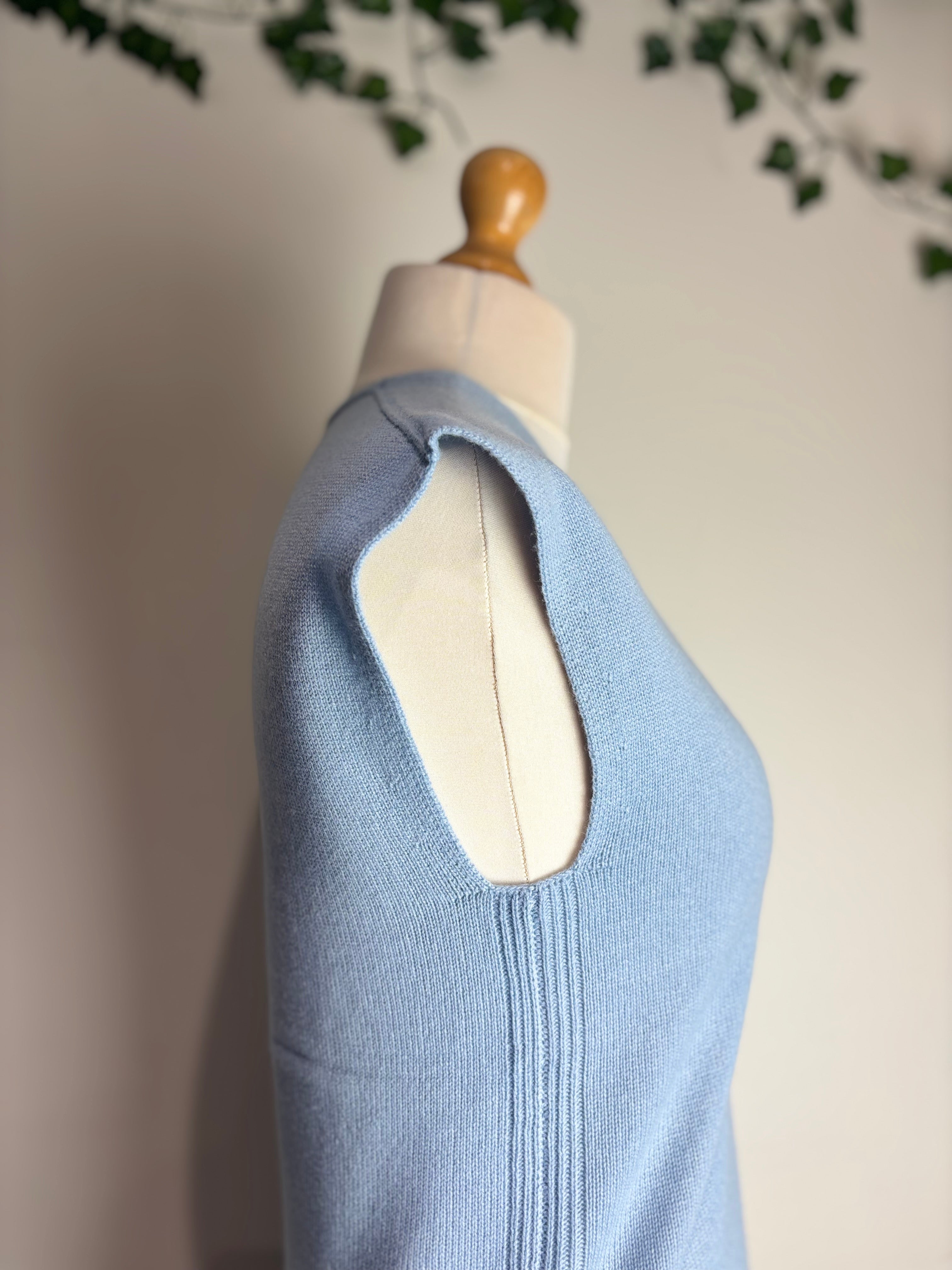 ME+EM Baby Blue V-Neck Wool & Cashmere Vest