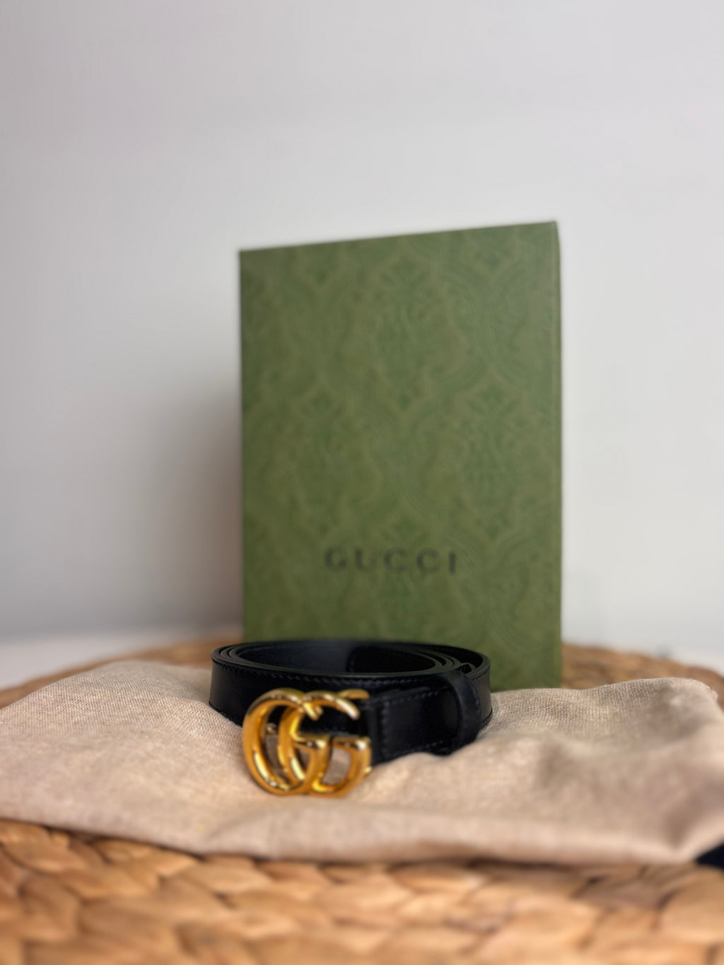 GUCCI GG Marmont Black Leather Belt