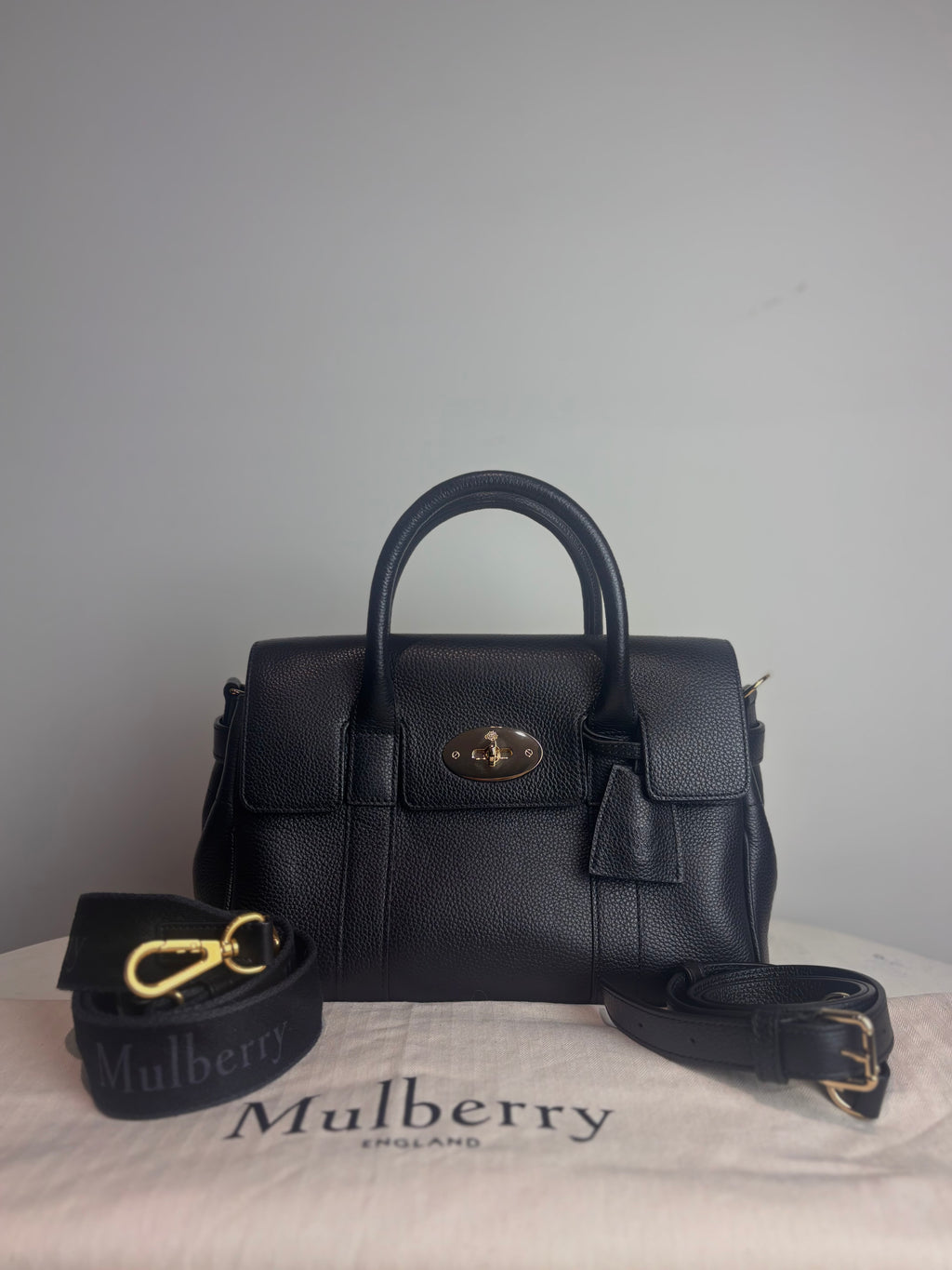 Mulberry Bayswater Satchel in Black Grained Leather