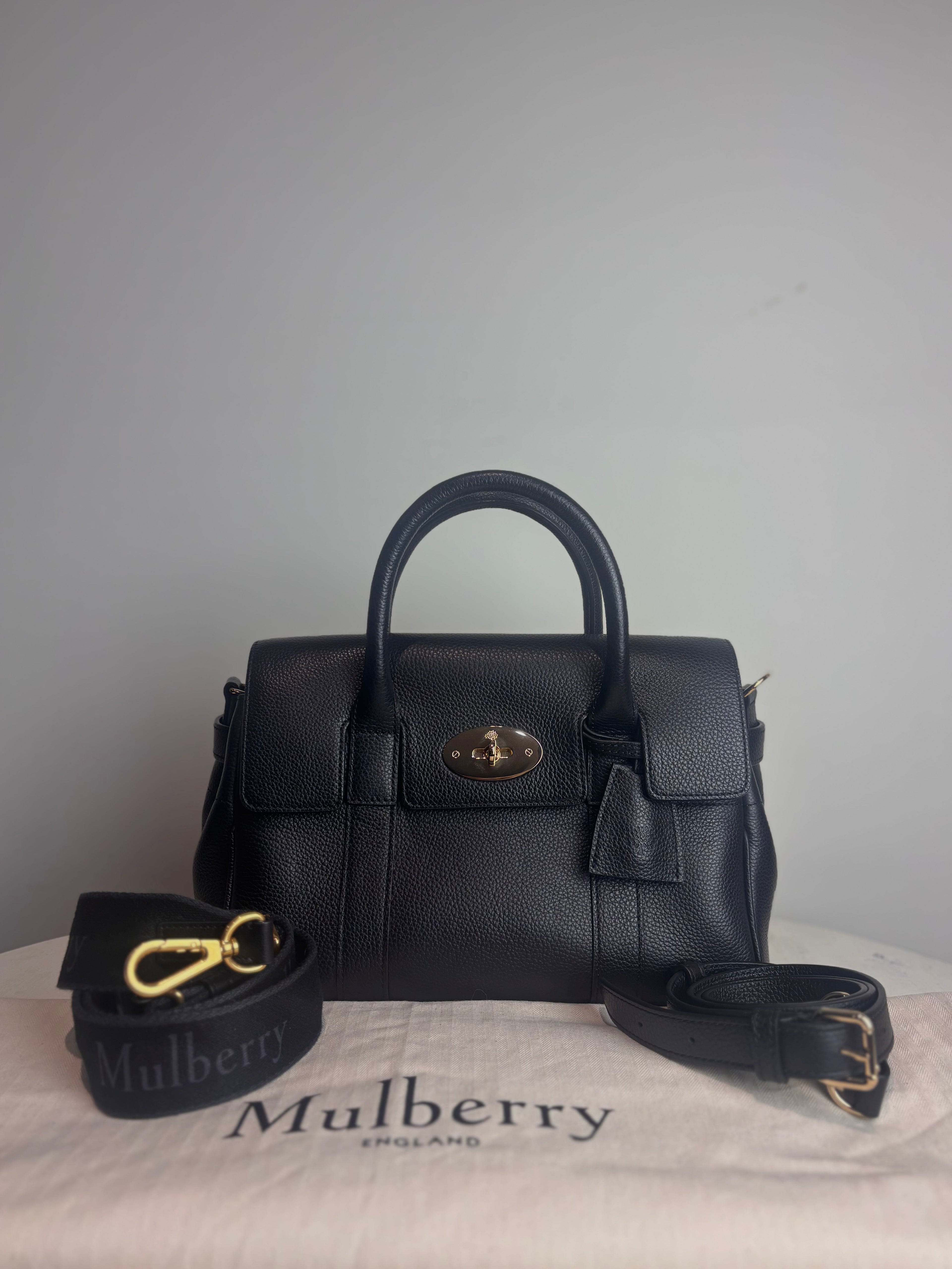 Mulberry Bayswater Satchel in Black Grained Leather