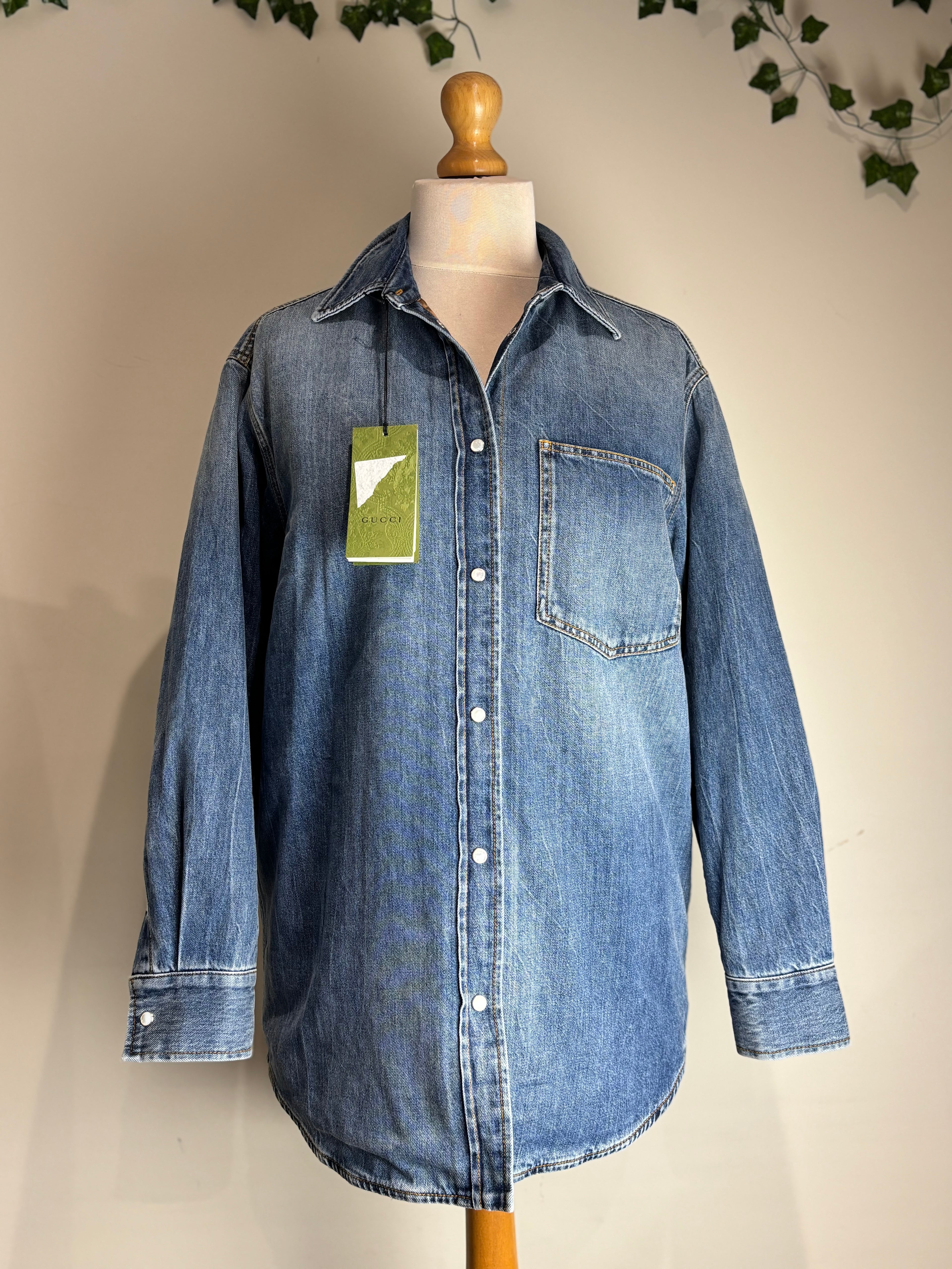 GUCCI Denim Long-Line Shirt