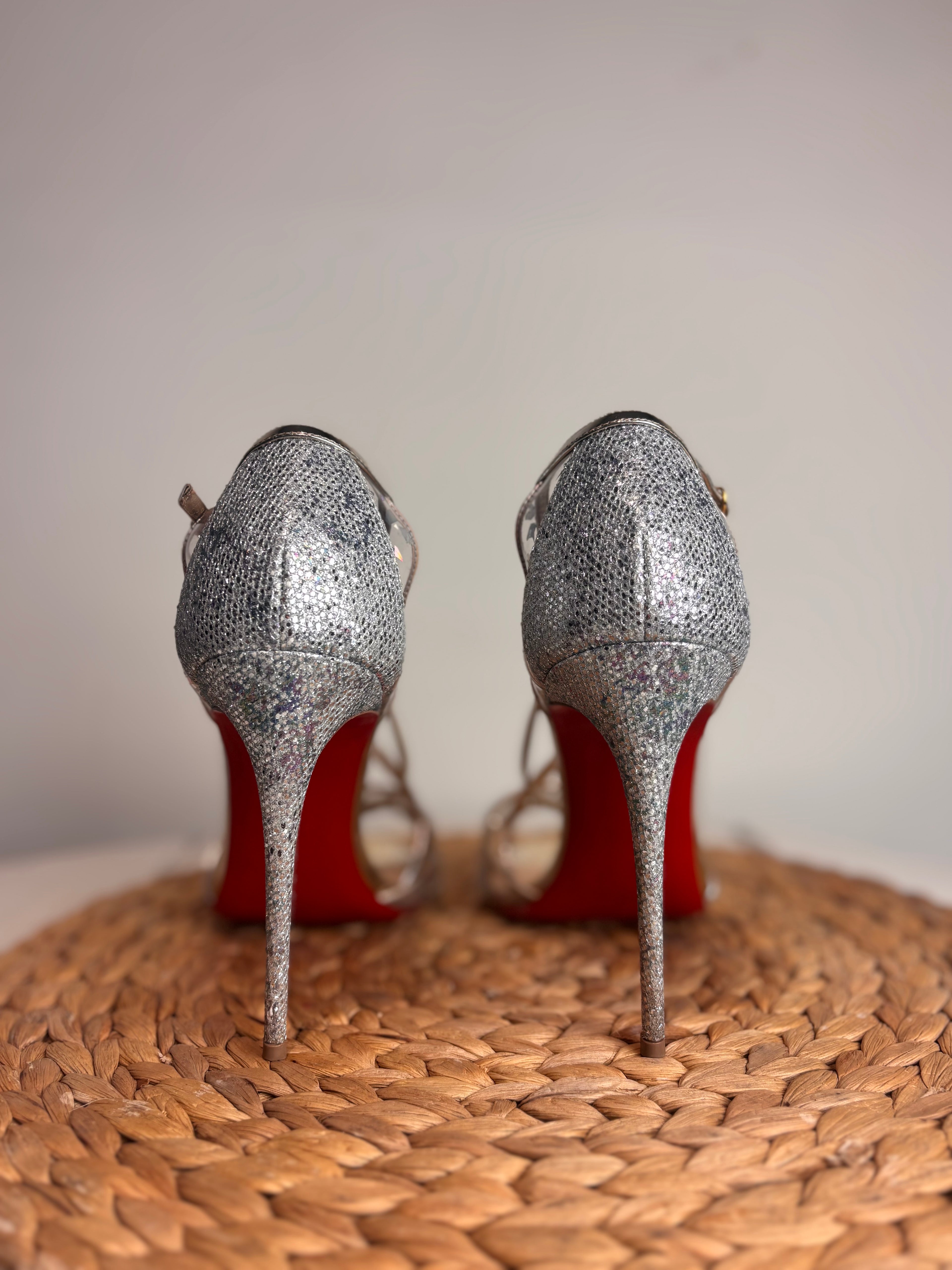 Christian Louboutin Slikova 100 Heels (Glitter Iridescent PVC)