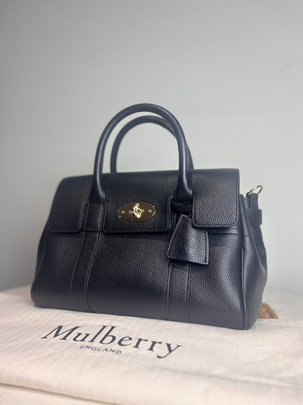 Mulberry Bayswater Satchel in Black Grained Leather