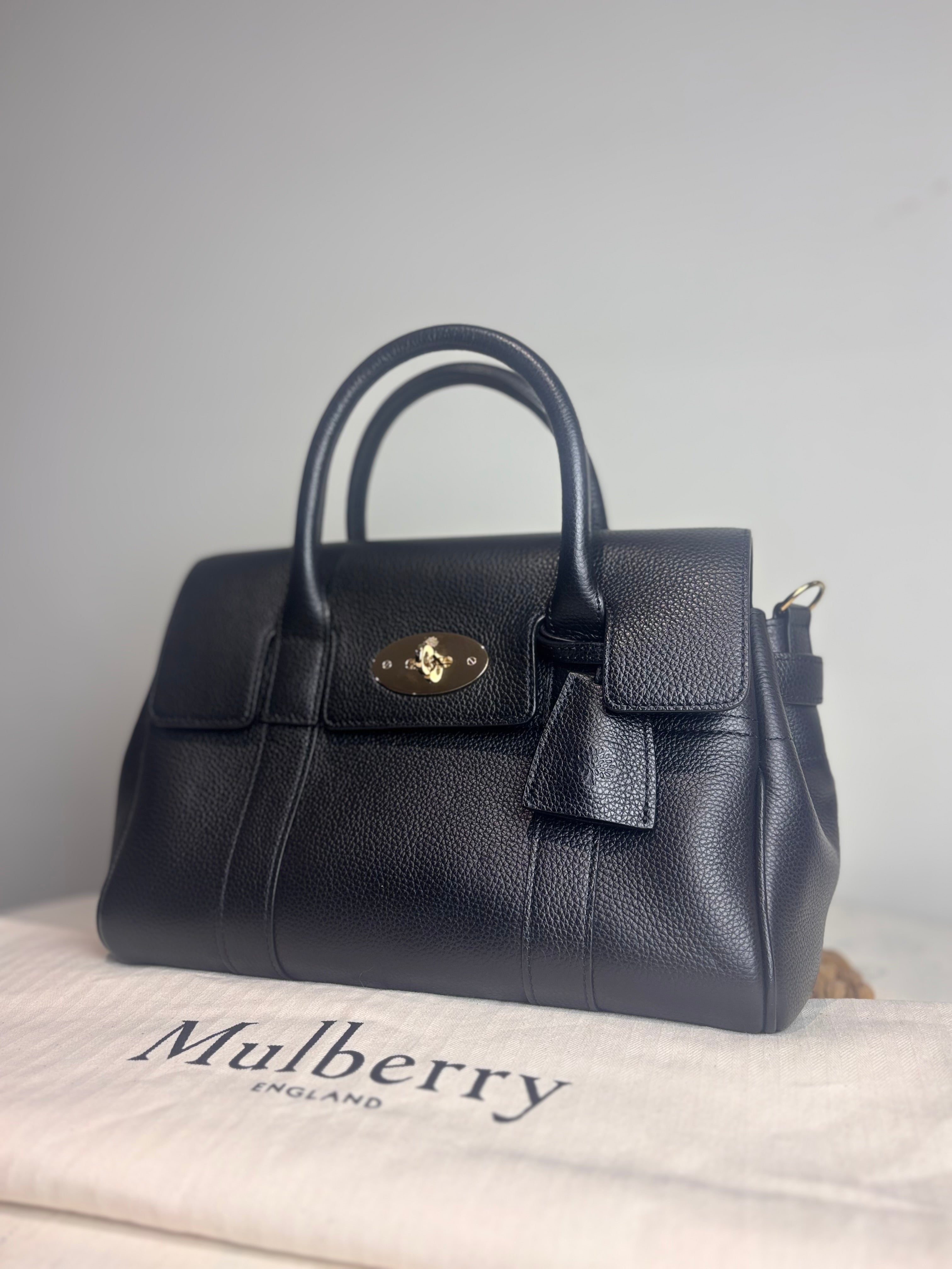 Mulberry Bayswater Satchel in Black Grained Leather