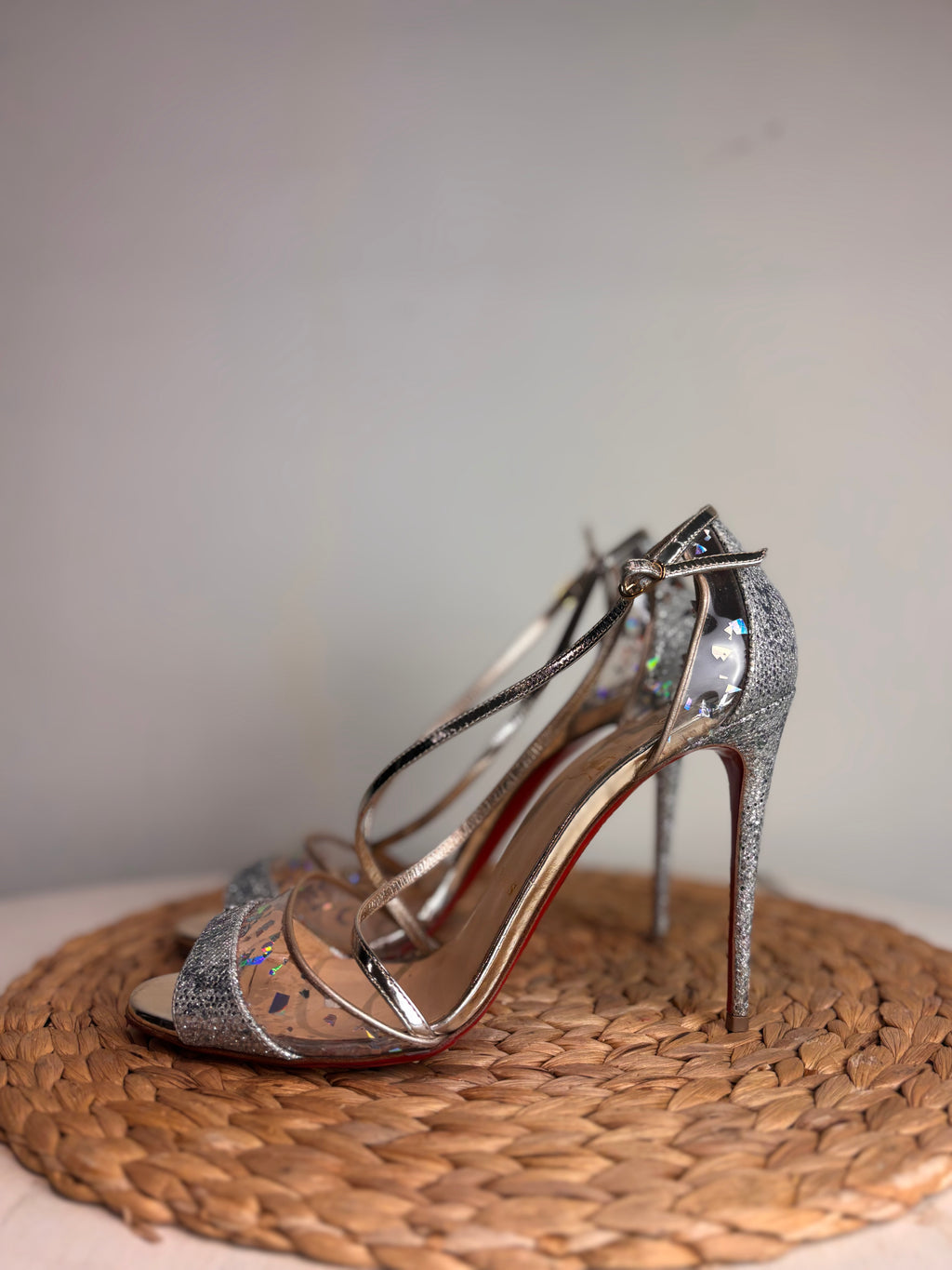 Christian Louboutin Slikova 100 Heels (Glitter Iridescent PVC)