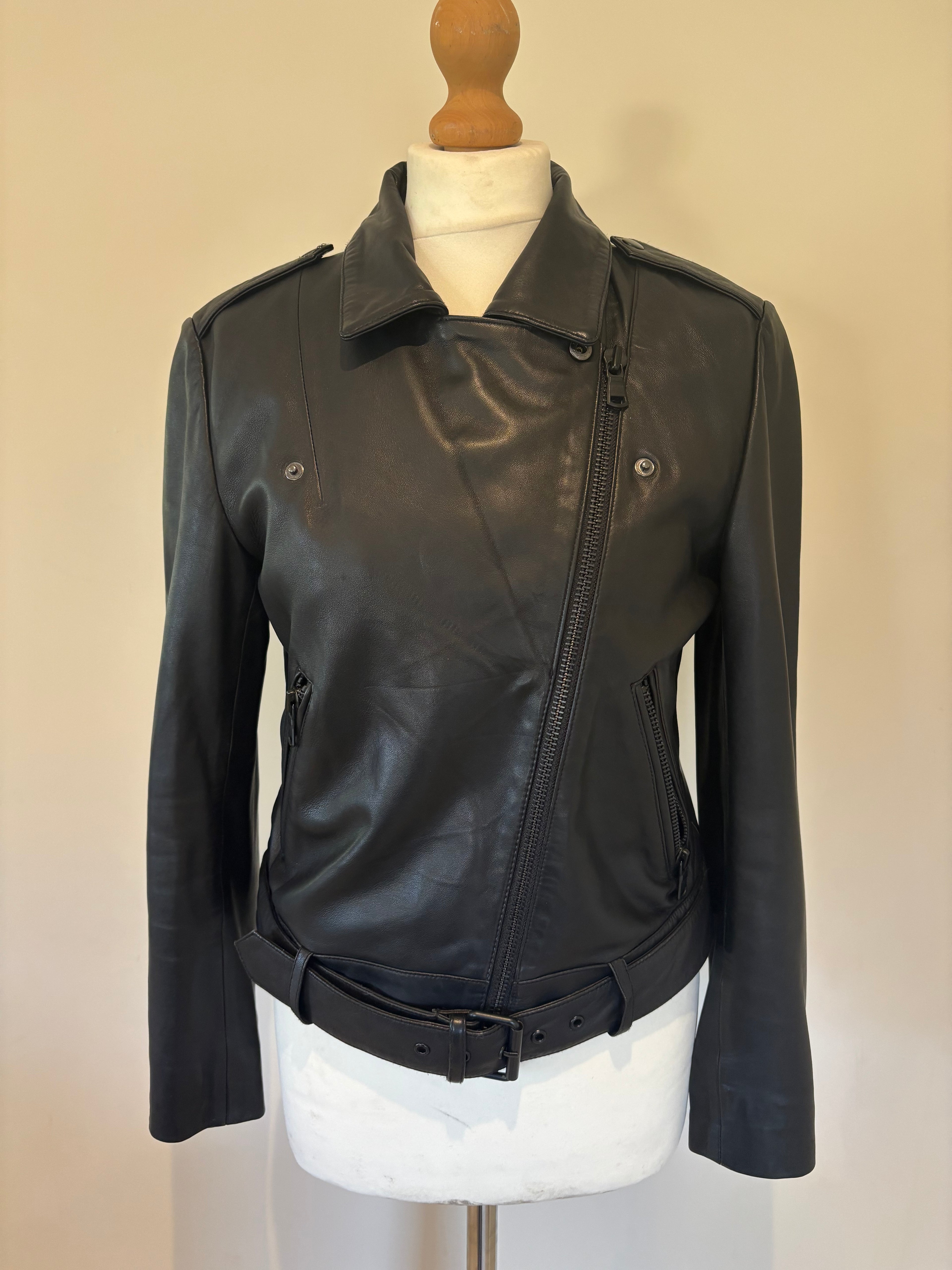Hush Black Leather Biker Jacket