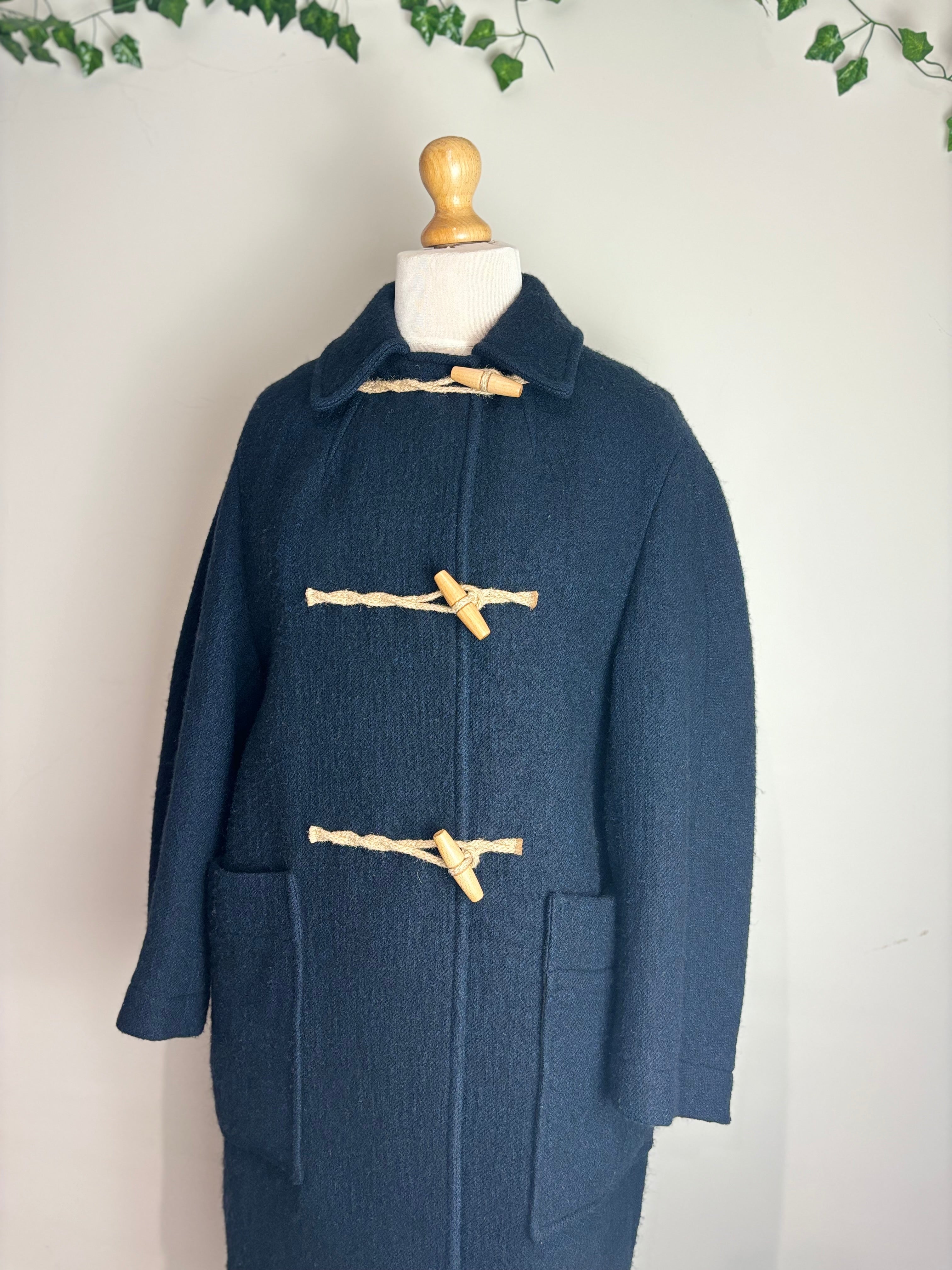 Toast Navy Textured Toggle Duffle Coat