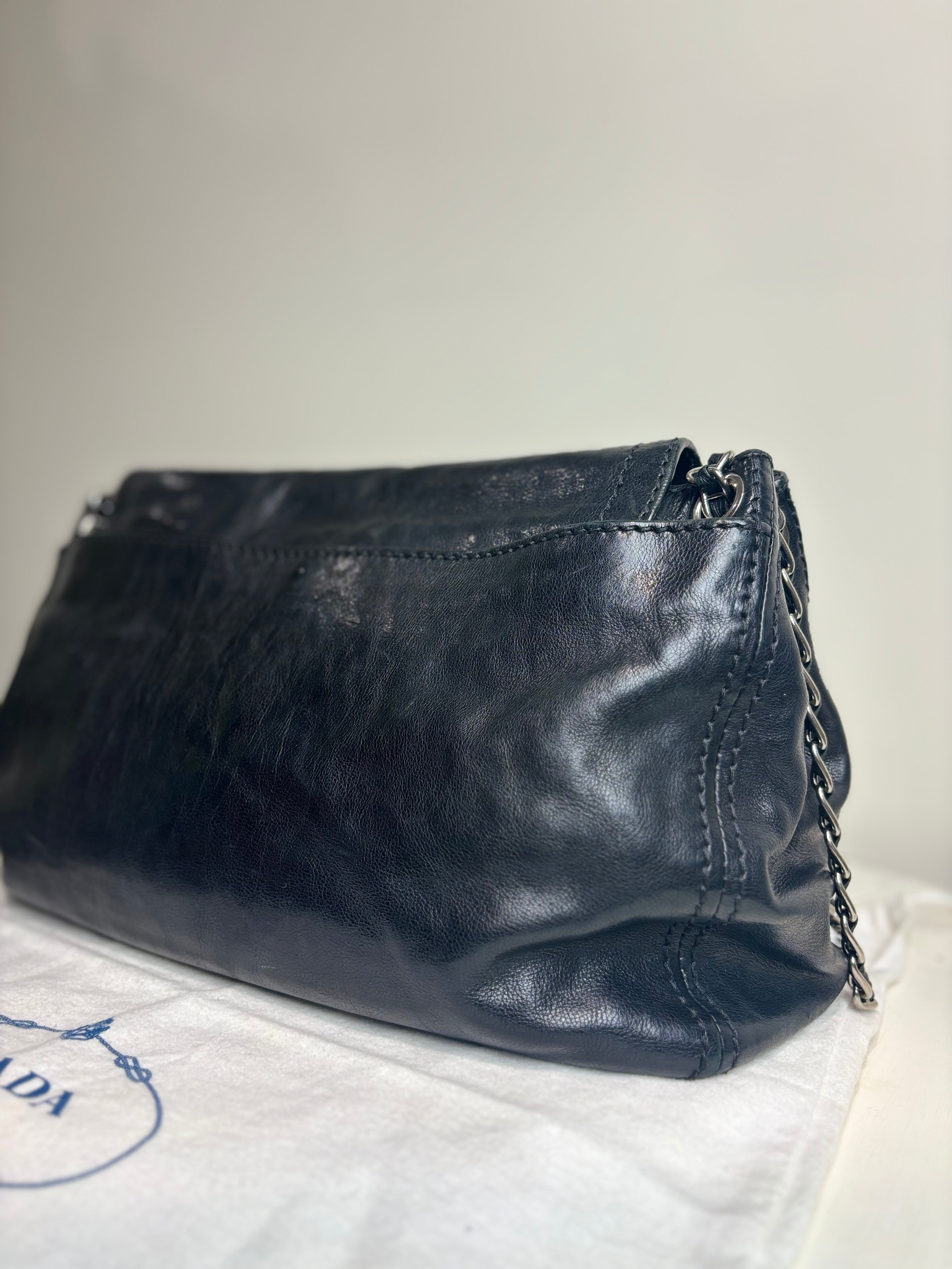 Prada Leather Flap Chain Shoulder Bag