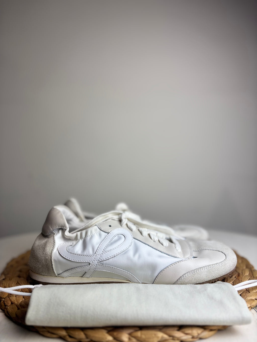 Loewe Flow Runner in White Leather & Suede