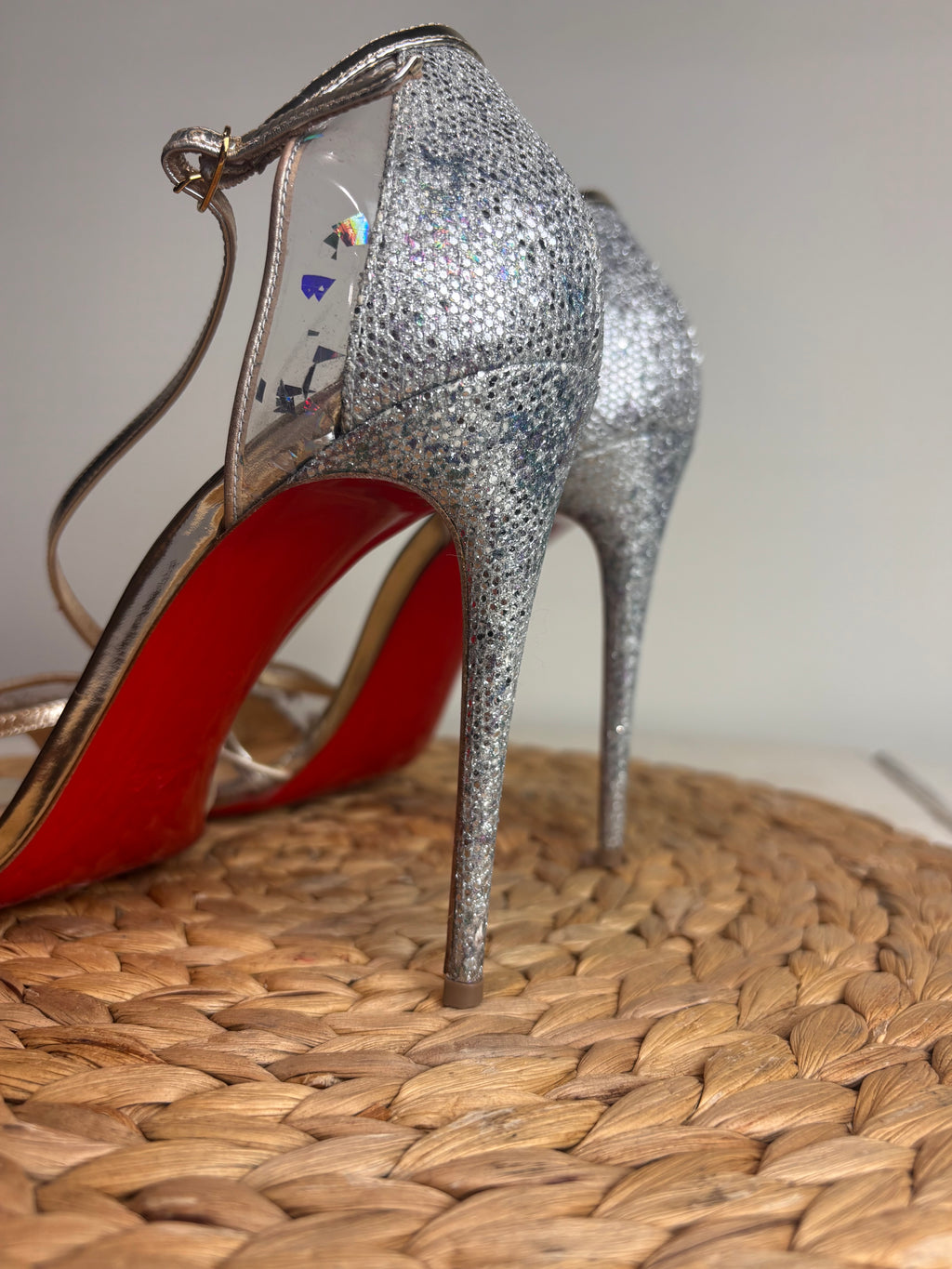 Christian Louboutin Slikova 100 Heels (Glitter Iridescent PVC)