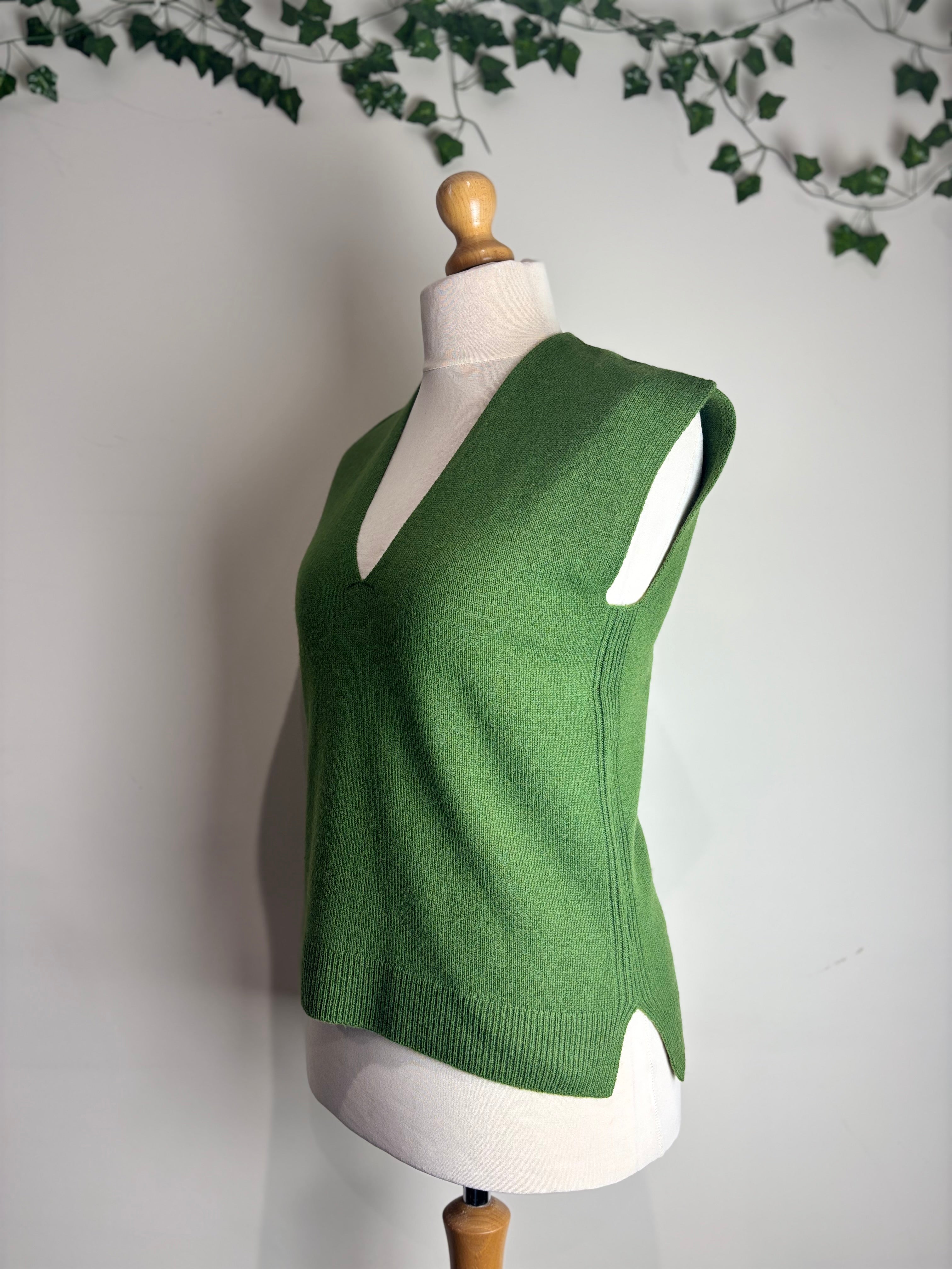 ME+EM Khaki V-Neck Wool & Cashmere Vest