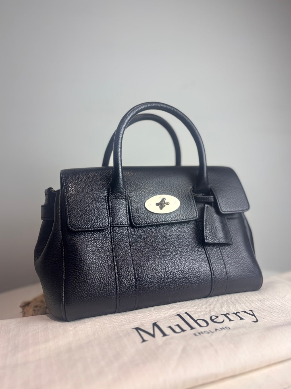 Mulberry Bayswater Satchel in Black Grained Leather