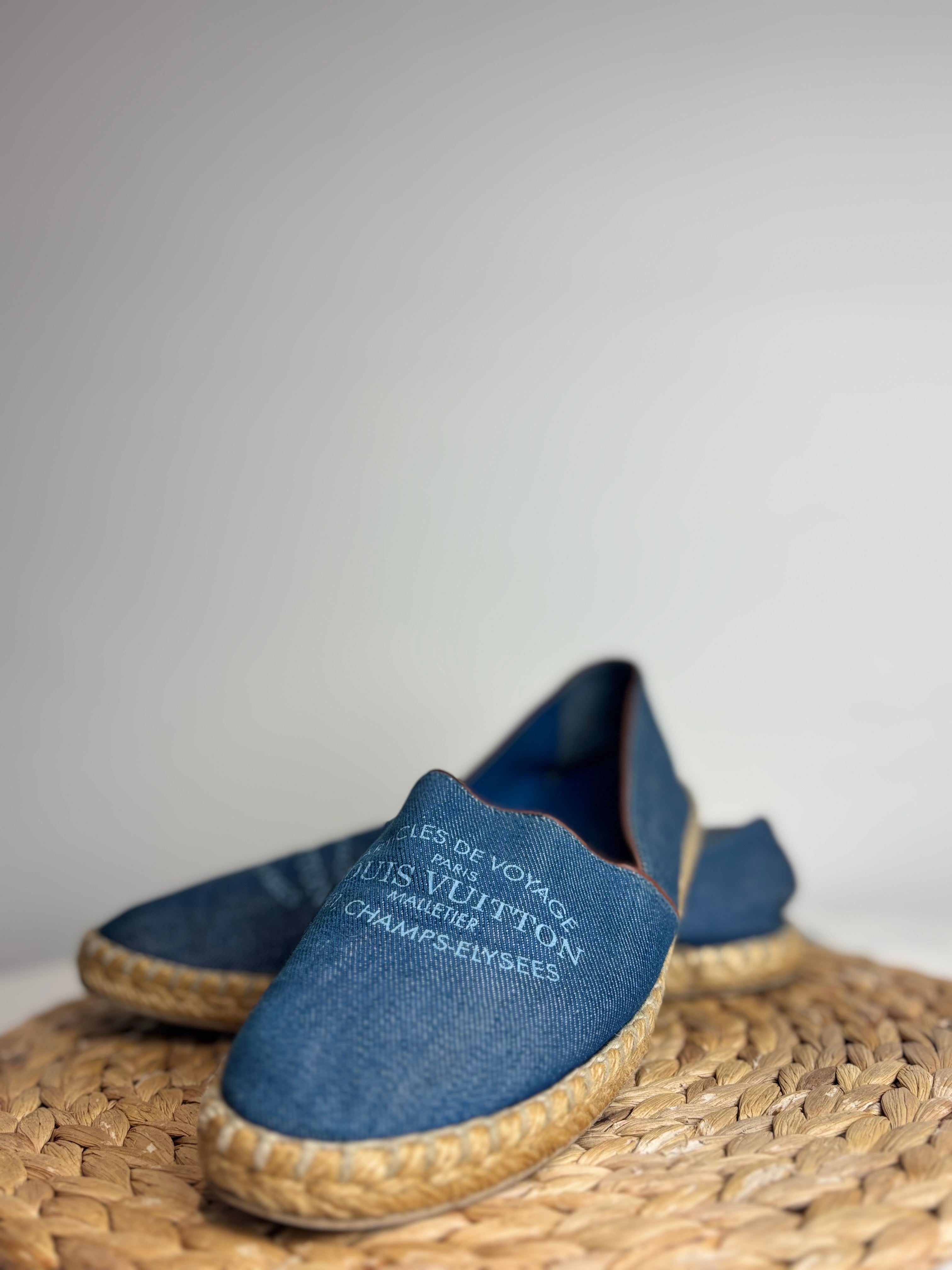 Louis Vuitton "Articles De Voyage" Denim Espadrille Flats