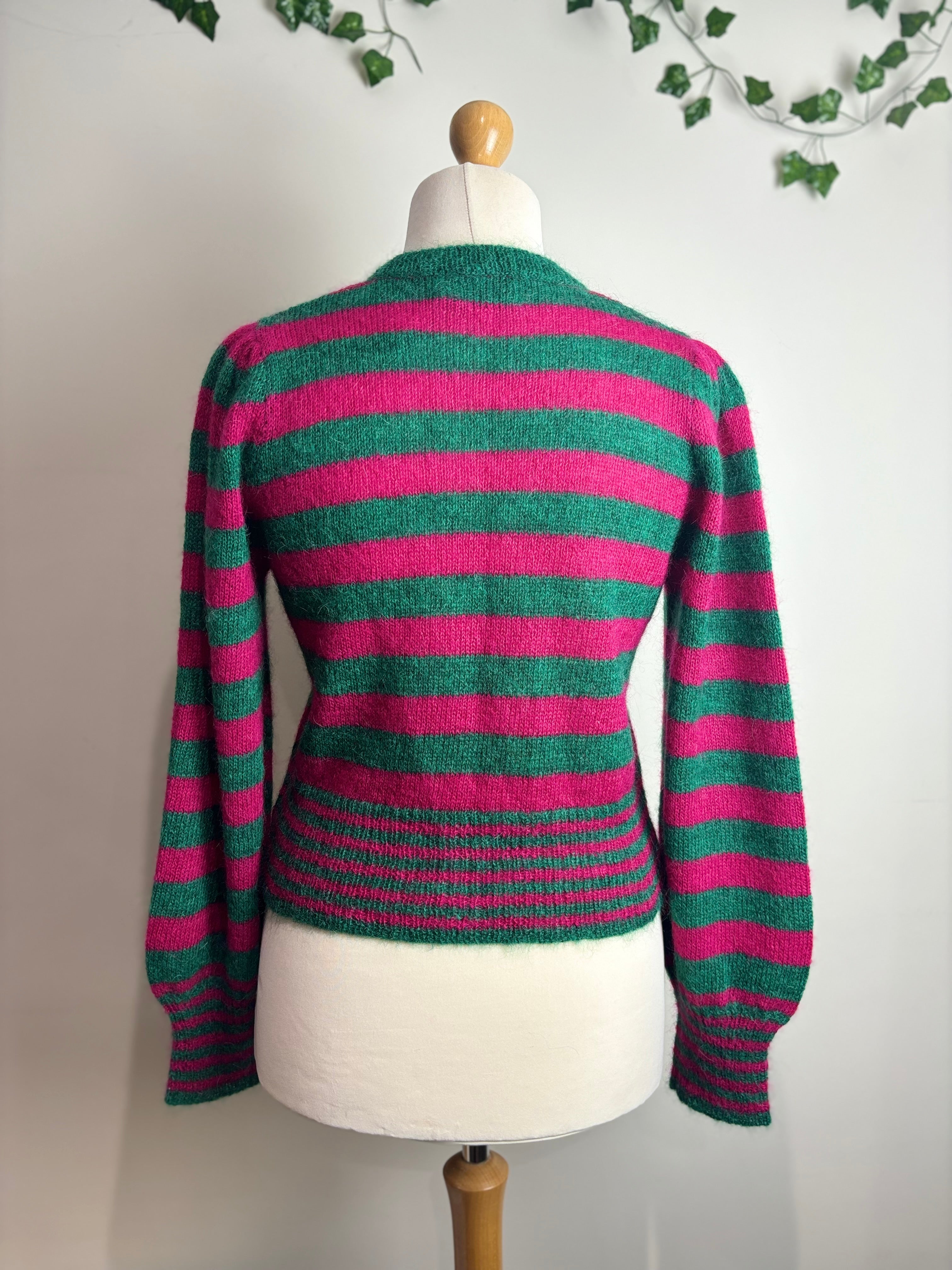 Skye by Brora 'The Mohair' Bright Striped Cardigan
