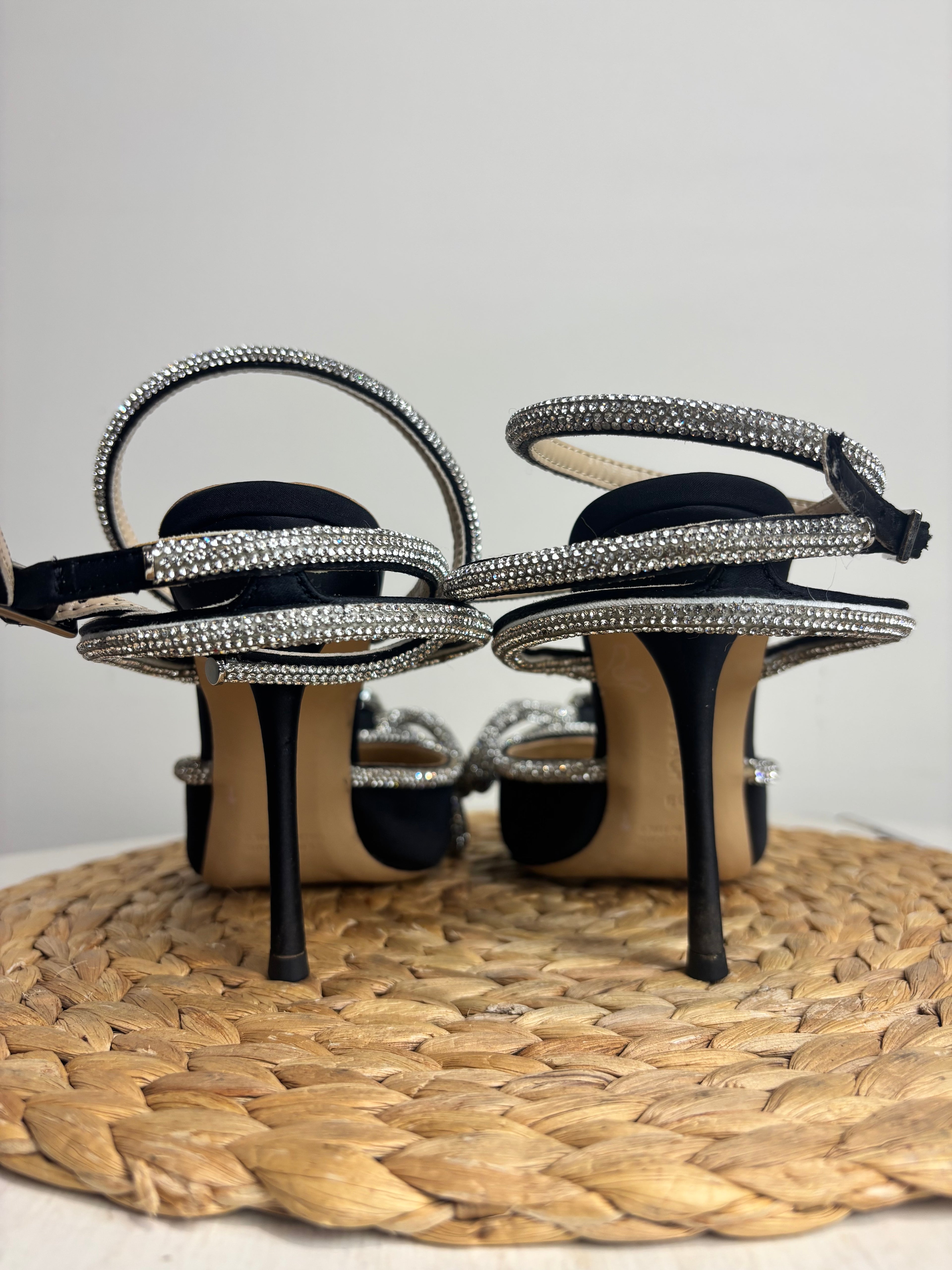 Mach & Mach Double Bow Crystal Satin Heels