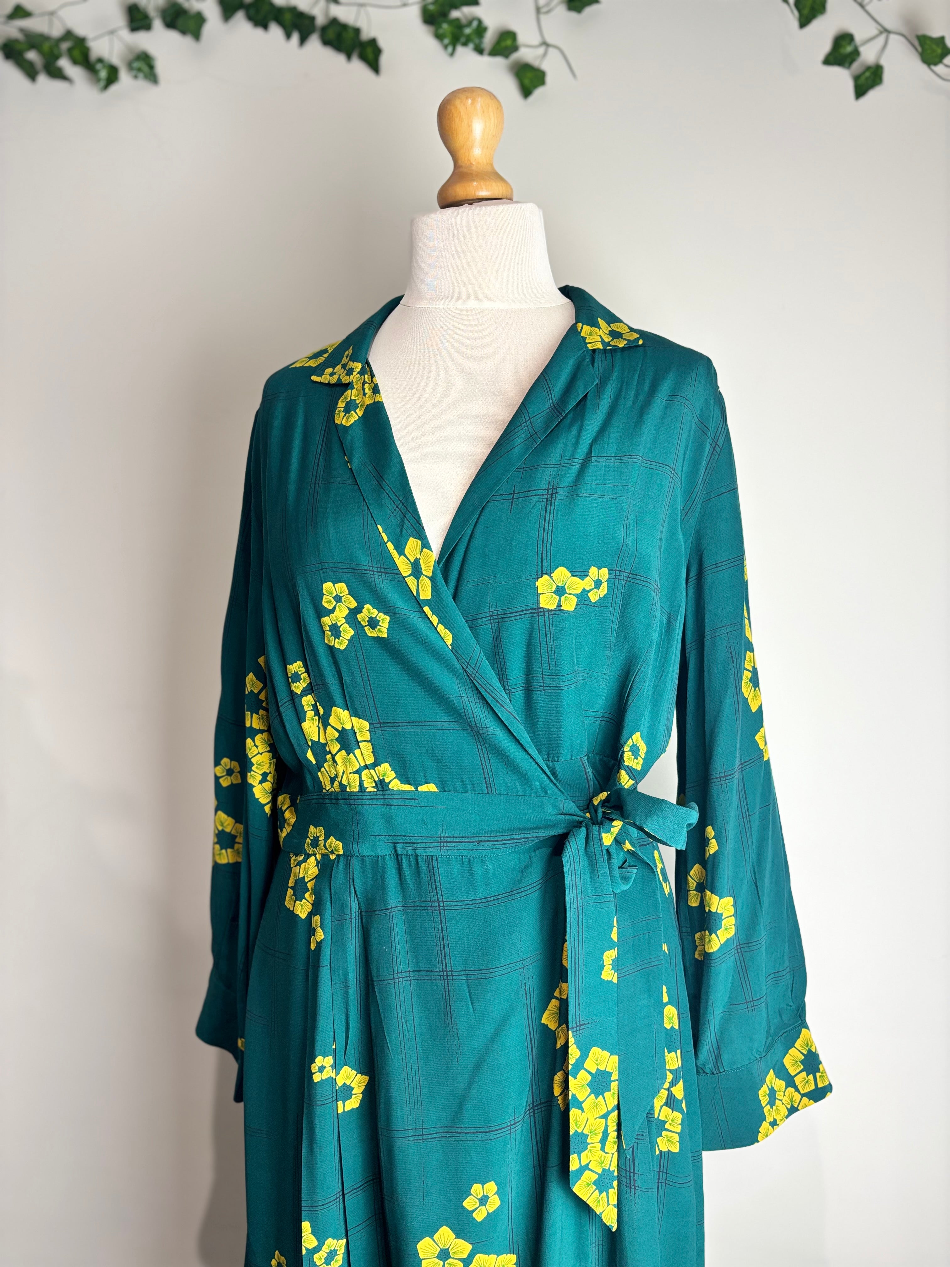 Toast Crosshatch Floral Print Wrap Dress