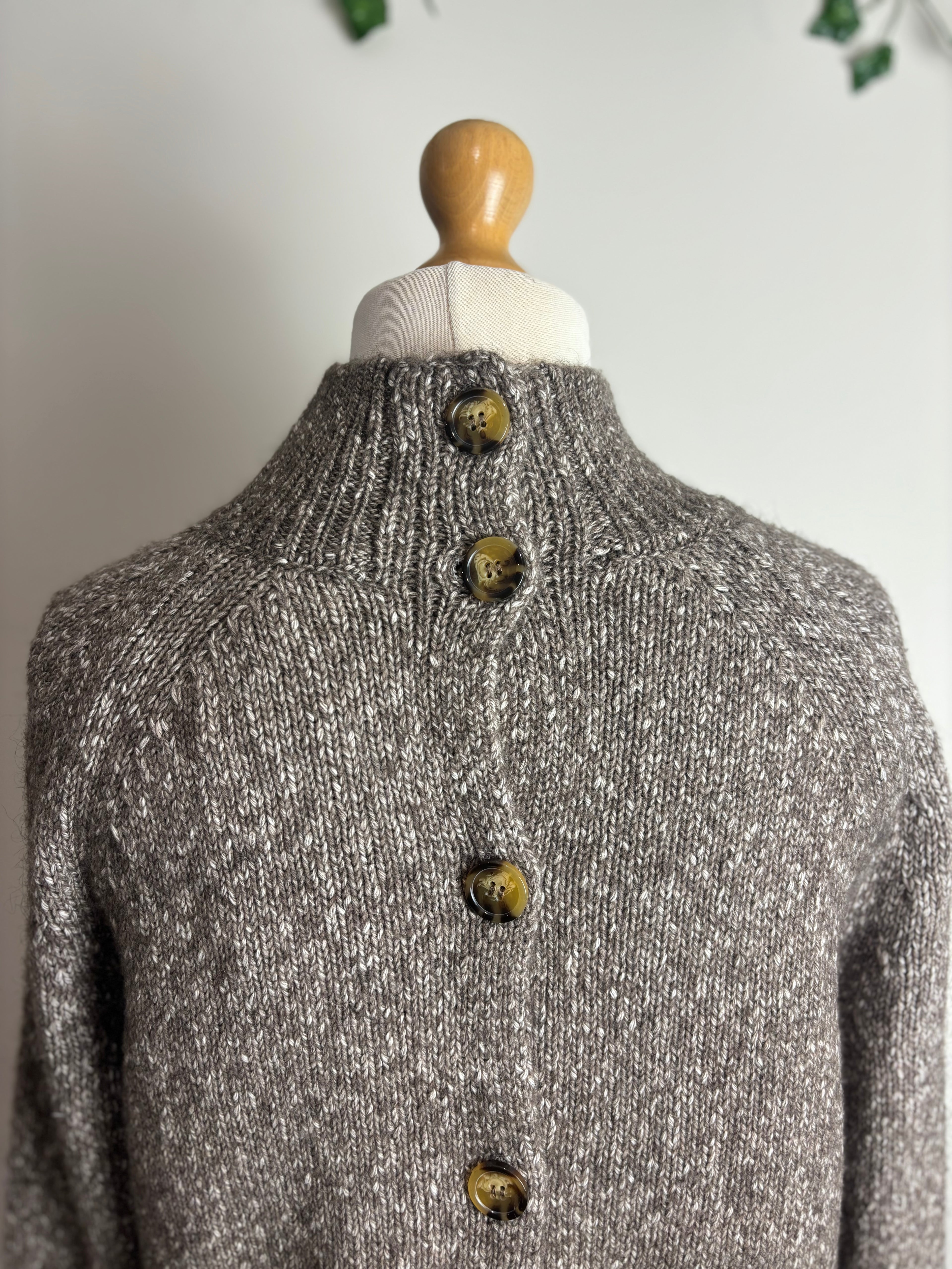 Whistles Oatmeal Flecked Button Back Knit