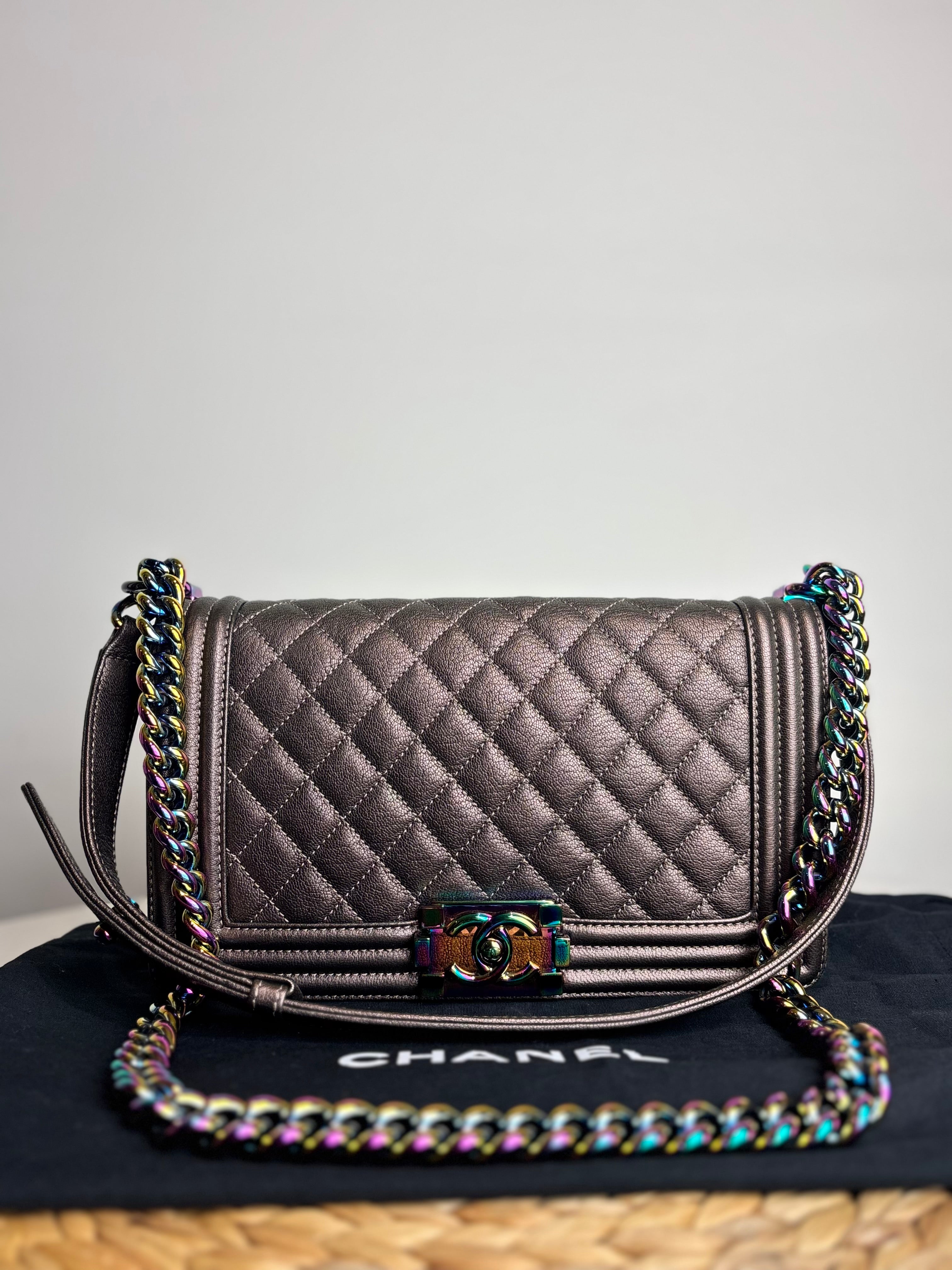 Chanel Iridescent Mermaid Quilted Goatskin Medium Boy Bag (Rare, Limited Edition)