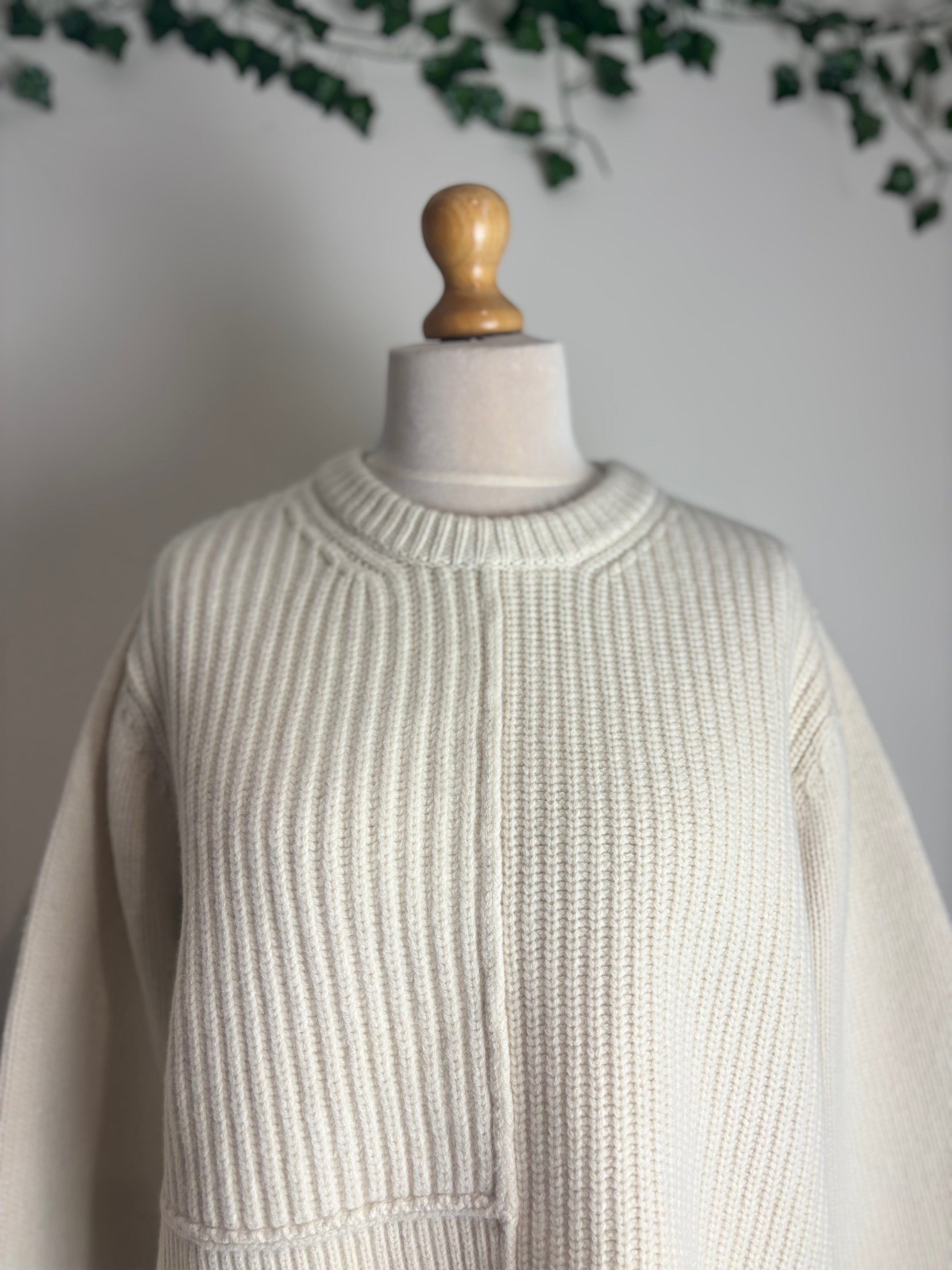 TOTEME Panelled Ribbed Cable Wool Jumper