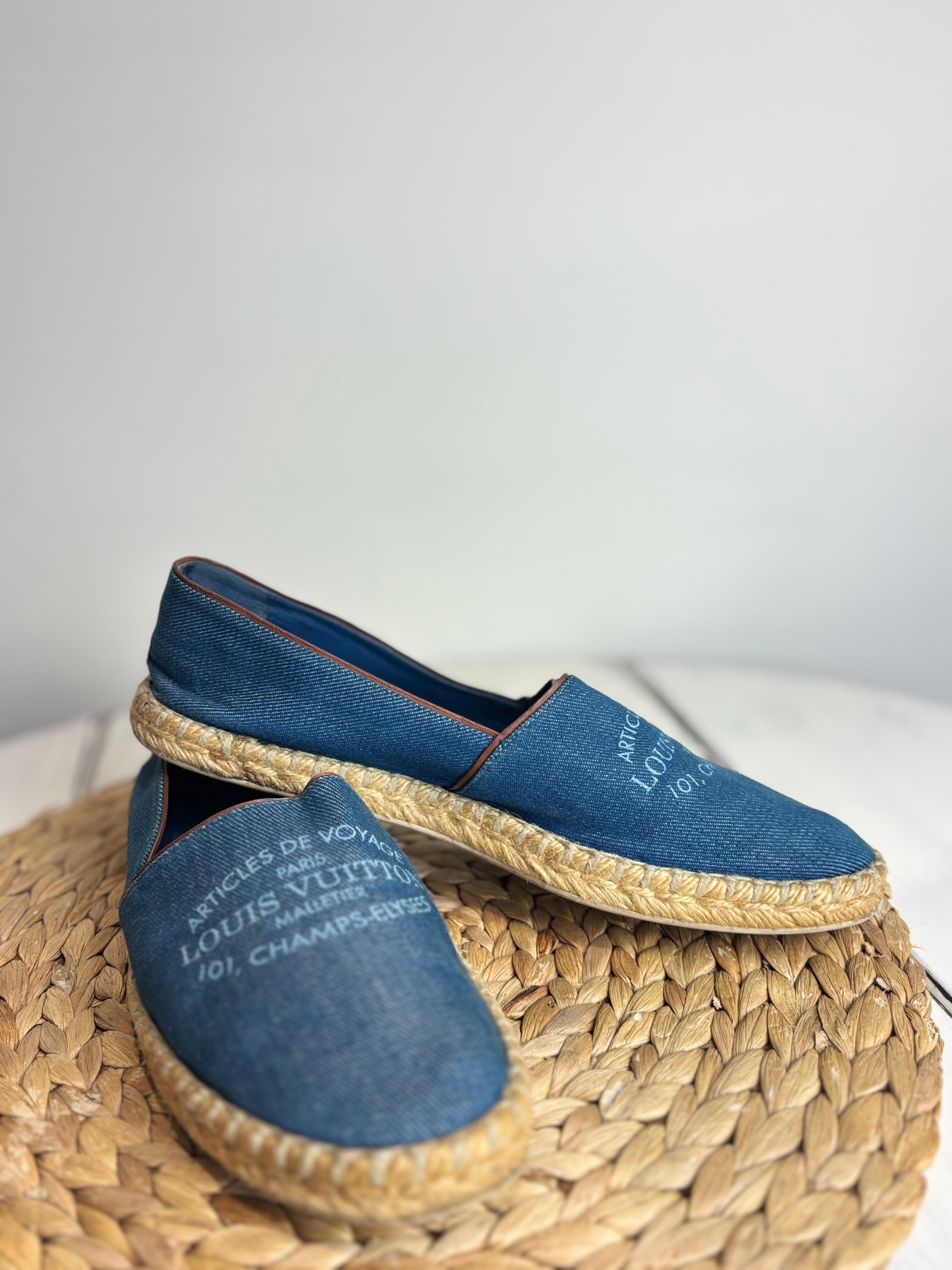 Louis Vuitton "Articles De Voyage" Denim Espadrille Flats