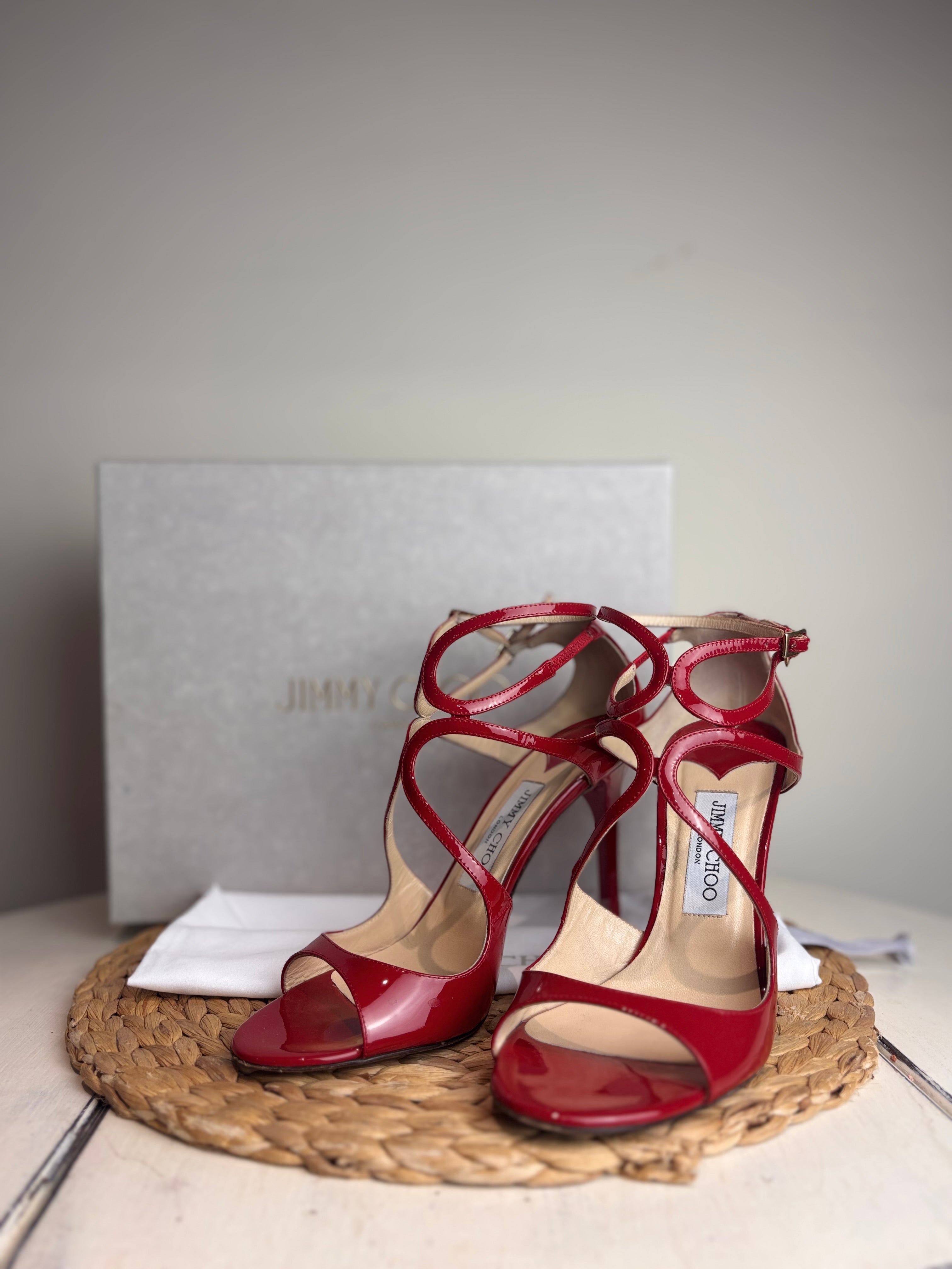 Jimmy Choo Azia Red Patent Leather Heels