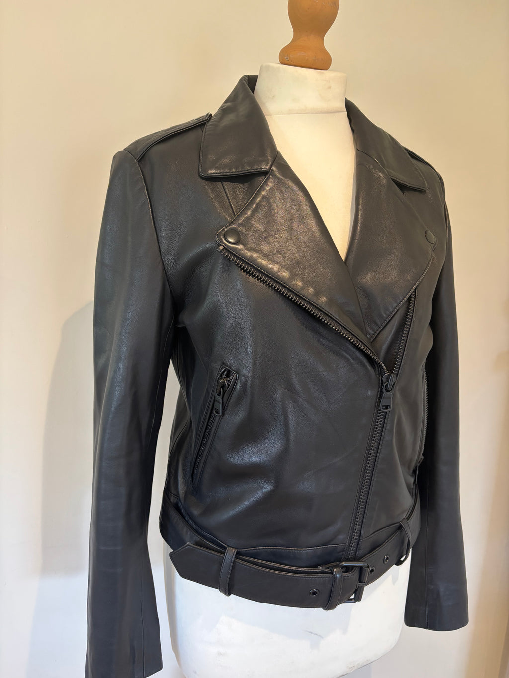 Hush Black Leather Biker Jacket