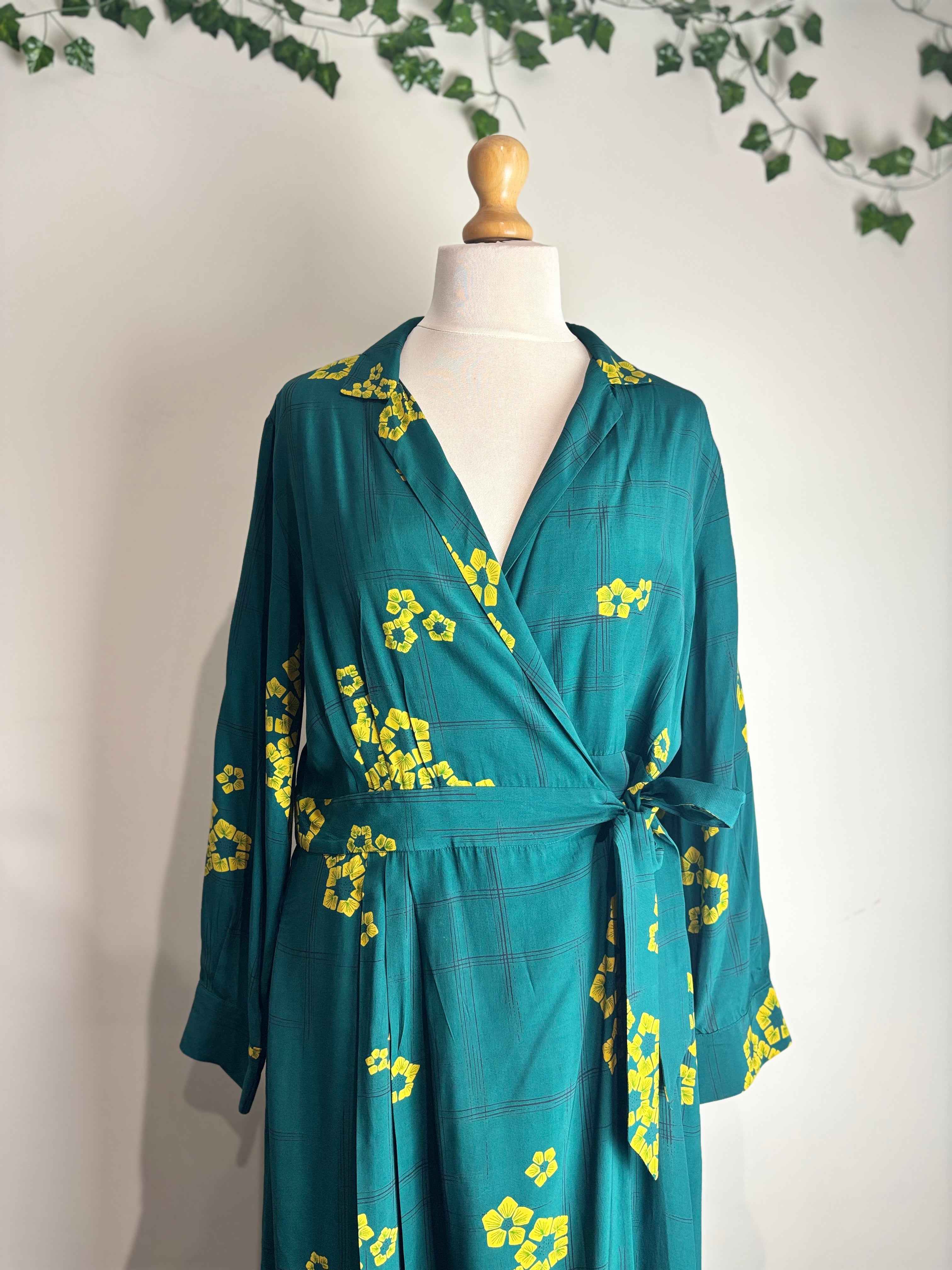 Toast Crosshatch Floral Print Wrap Dress